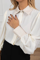 Camicia in crepe con dettagli in eco-pelle intrecciata variante panna Motel