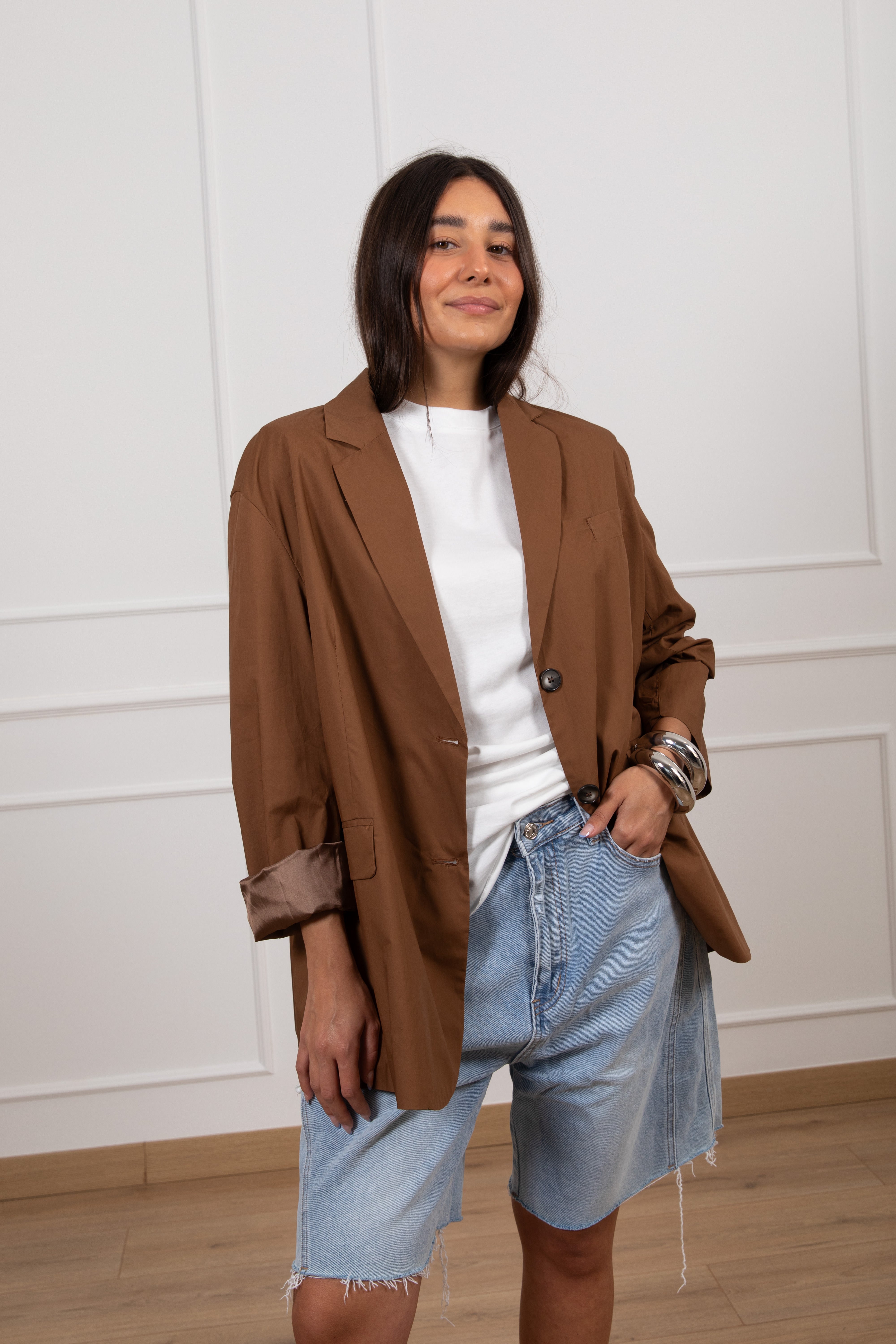 Giacca over-size 2 bottoni in cotone leggero ViCOLO