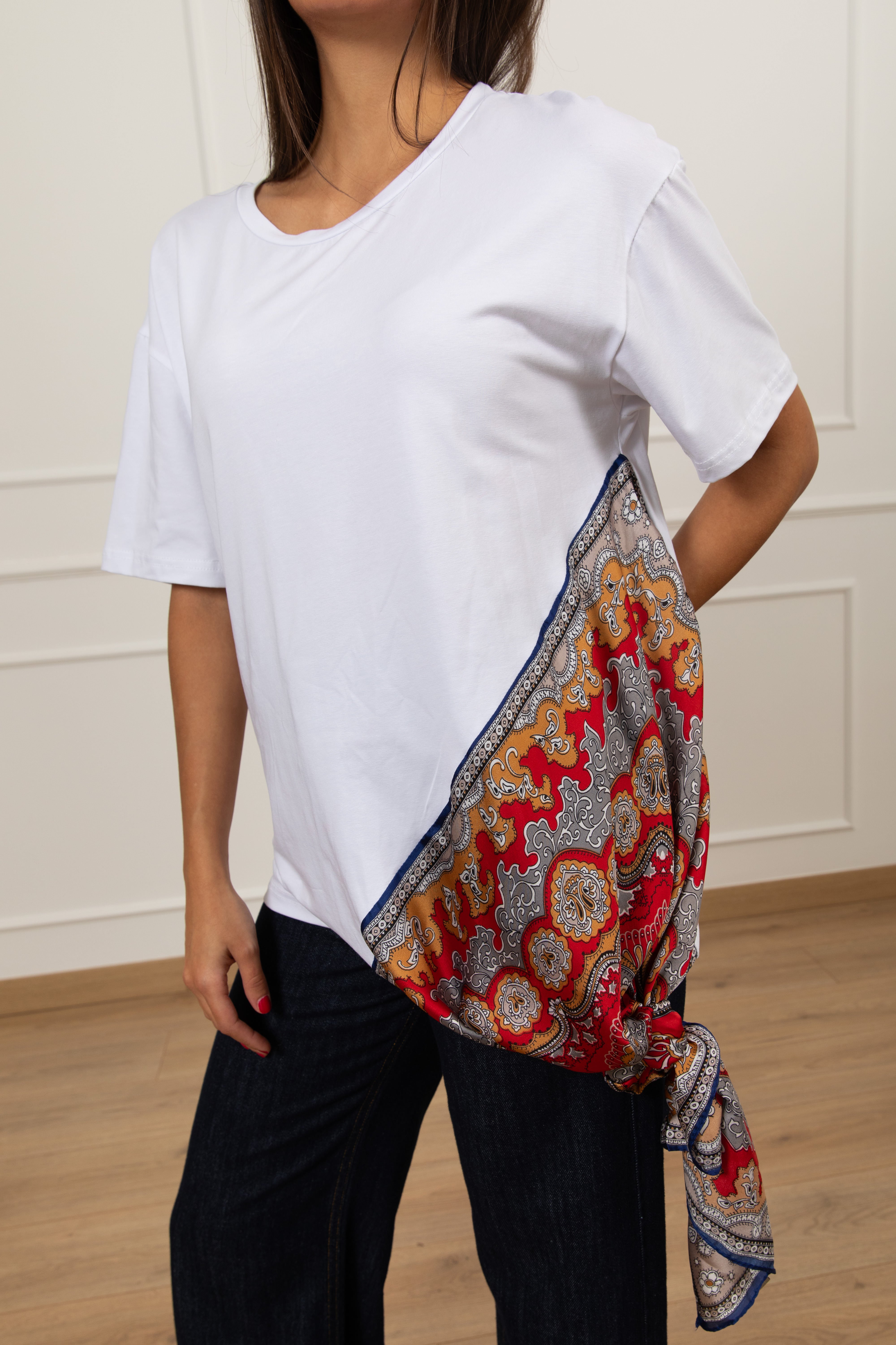 T-shirt con inserto foulard Susy Mix