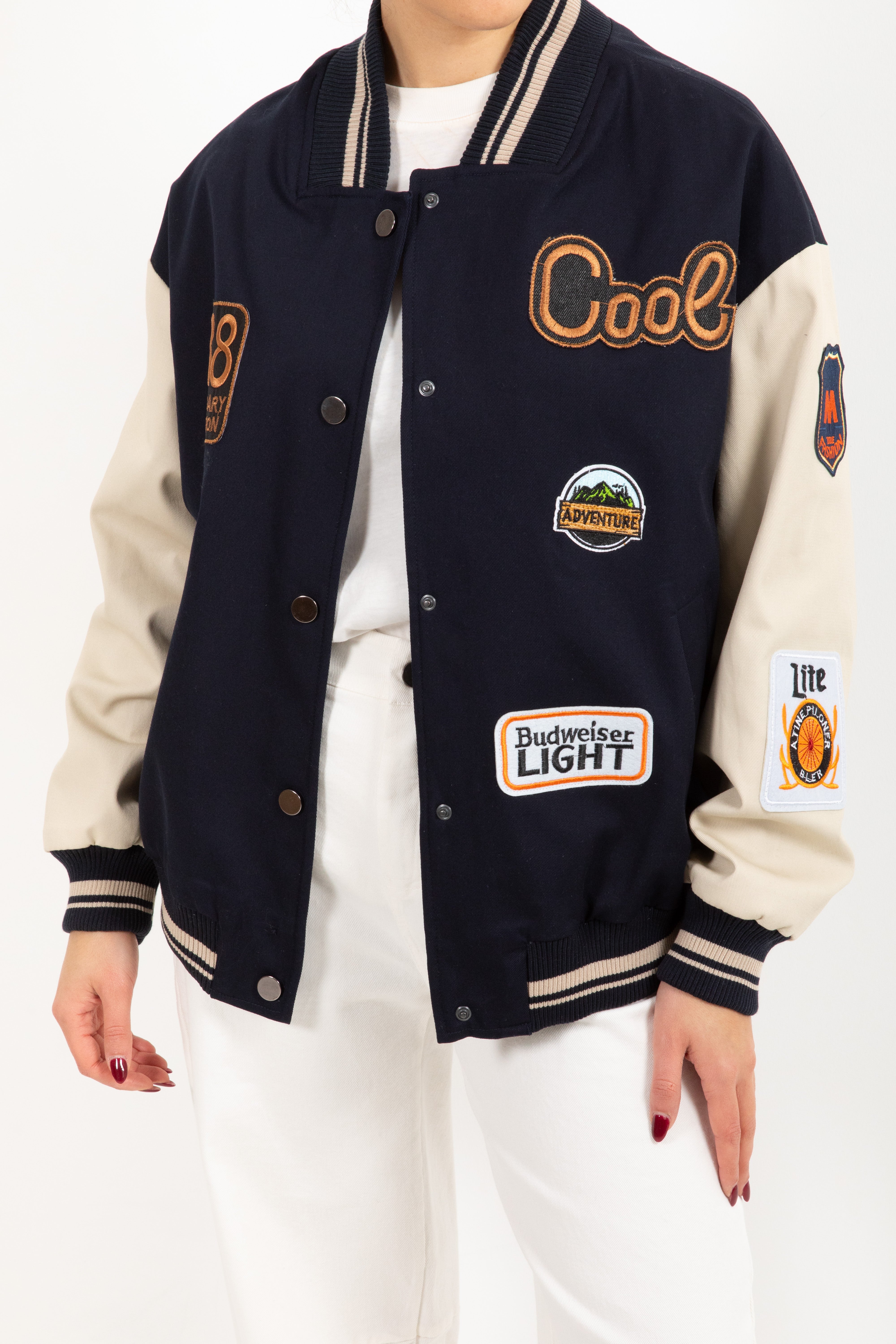 Bomber college con patch e spille ViCOLO