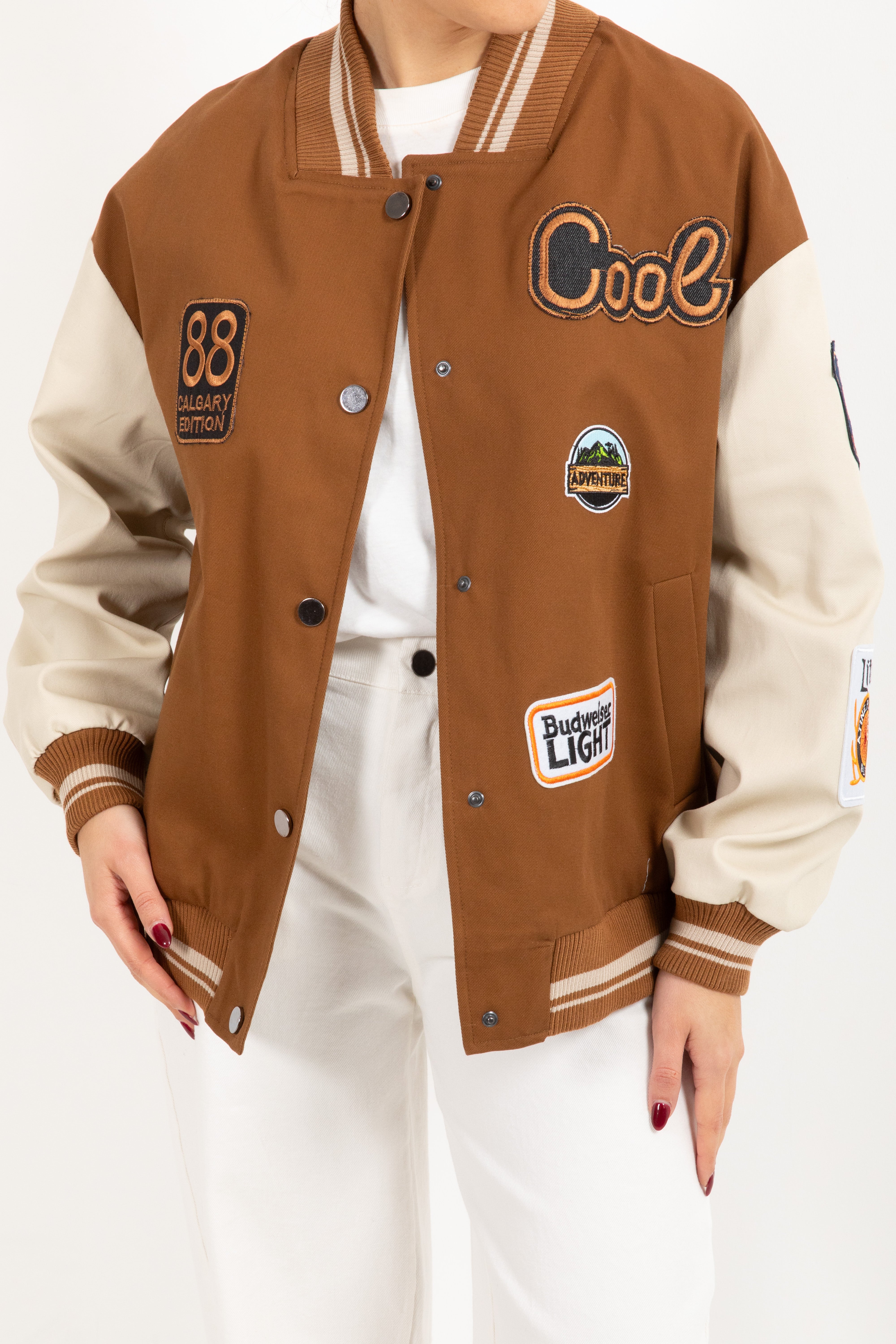 Bomber college con patch e spille ViCOLO