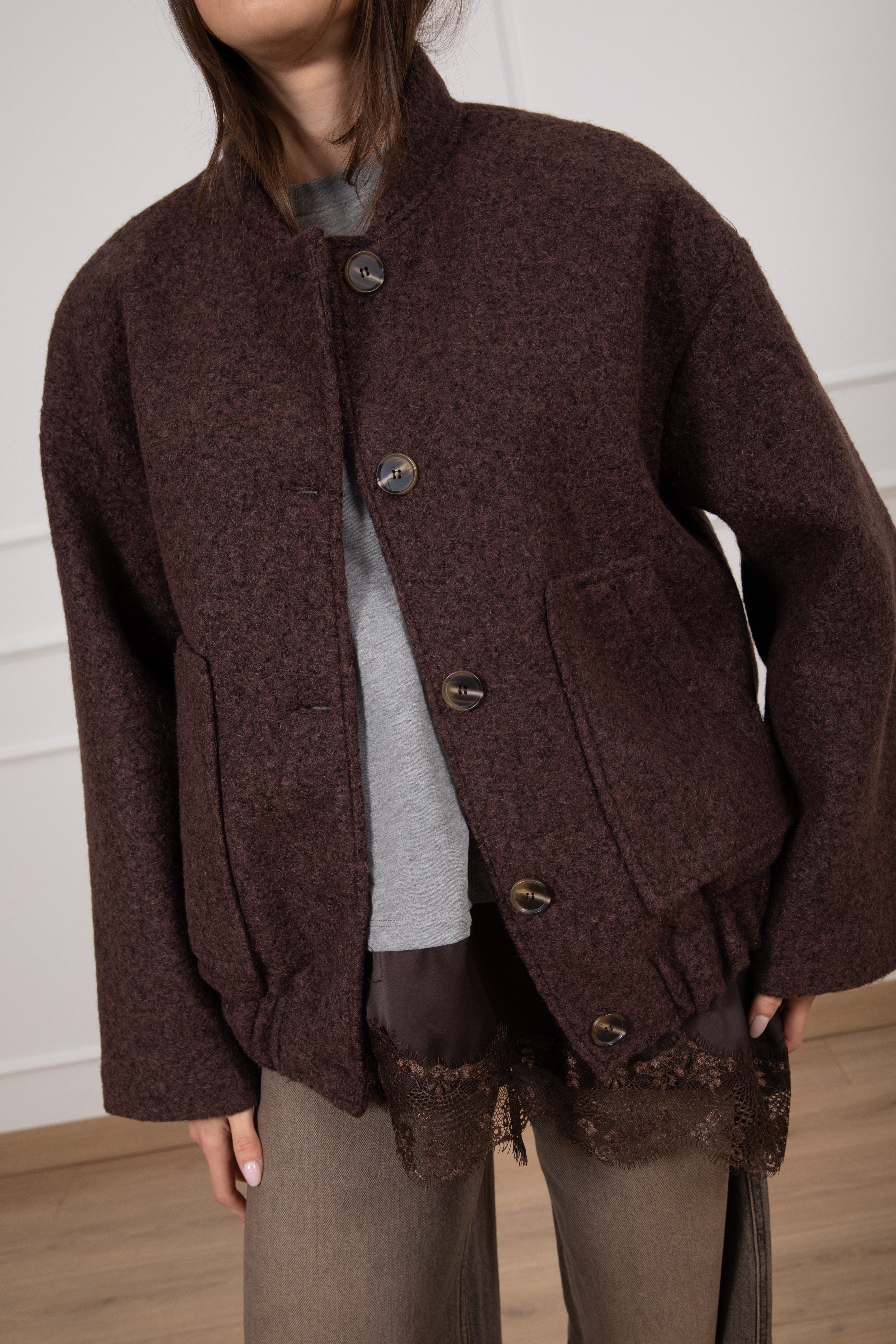 Bomber bouclè con tasche ViCOLO