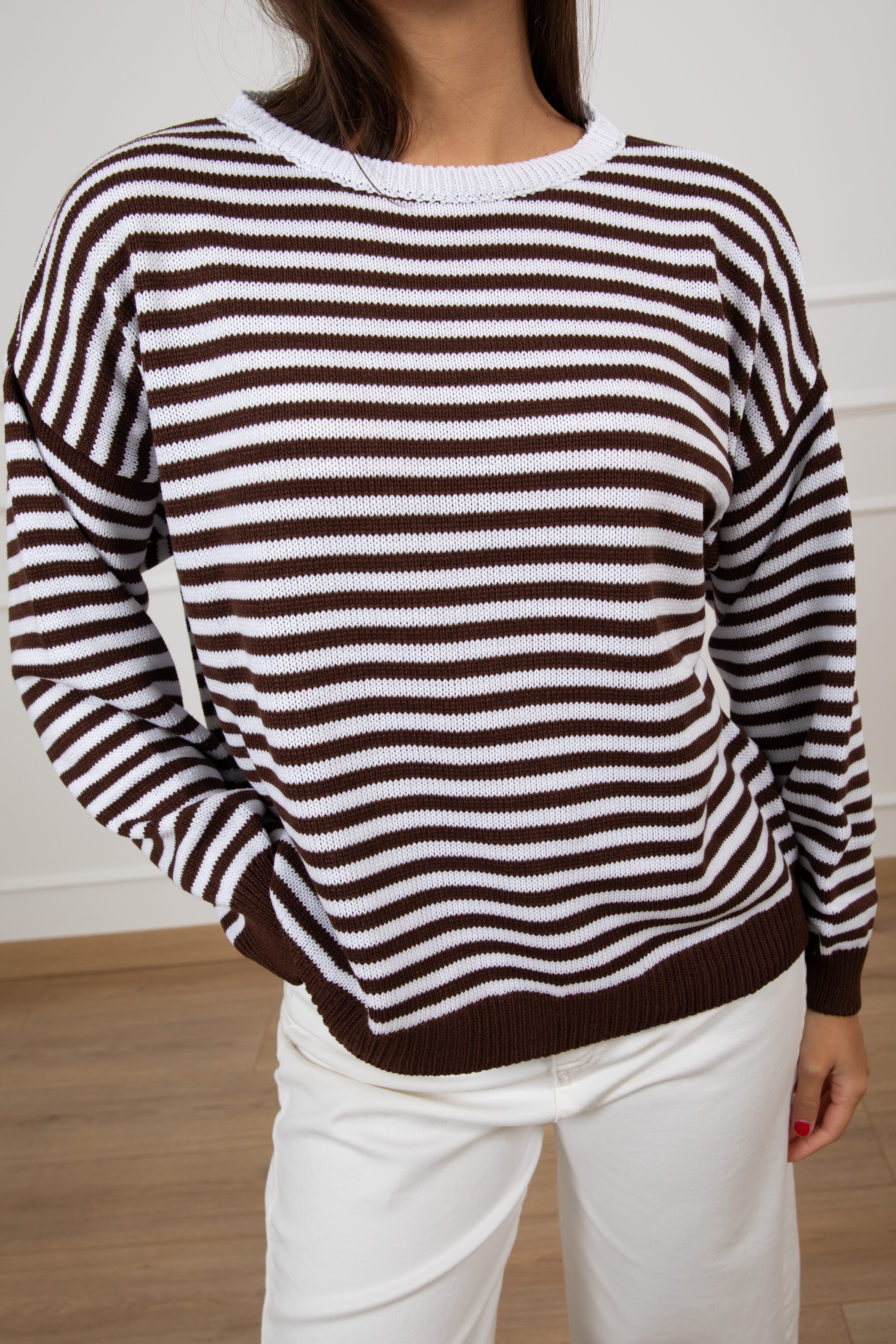 Maglia scollo a barchetta righe sottili Motel