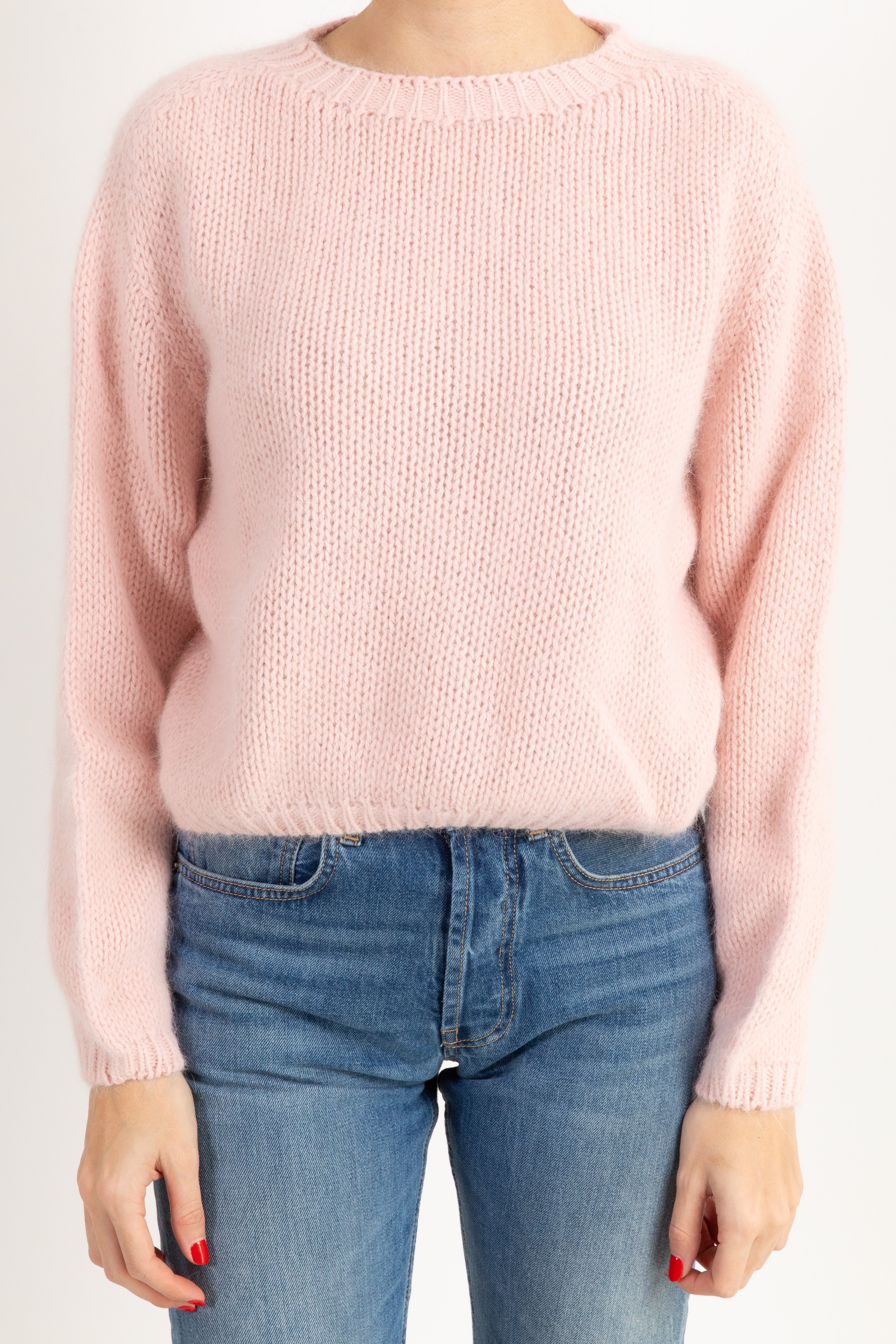 Pull cropped girocollo in angora e lana ViCOLO