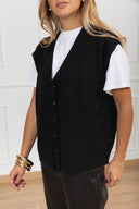 Gilet in lana e cashmere con doppia abbottonatura variante nero Susy Mix