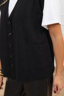 Gilet in lana e cashmere con doppia abbottonatura variante nero Susy Mix