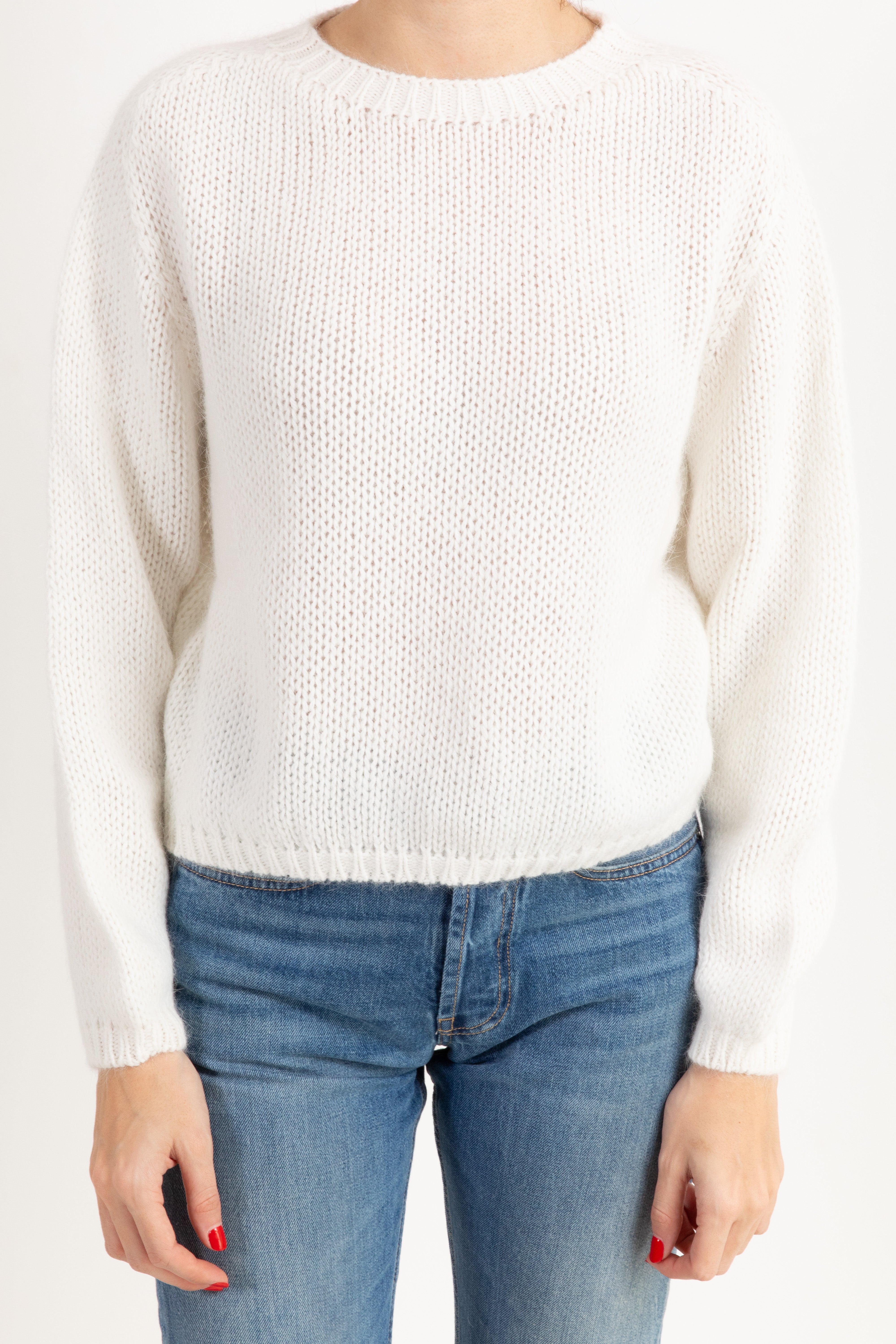 Pull cropped girocollo in angora e lana ViCOLO