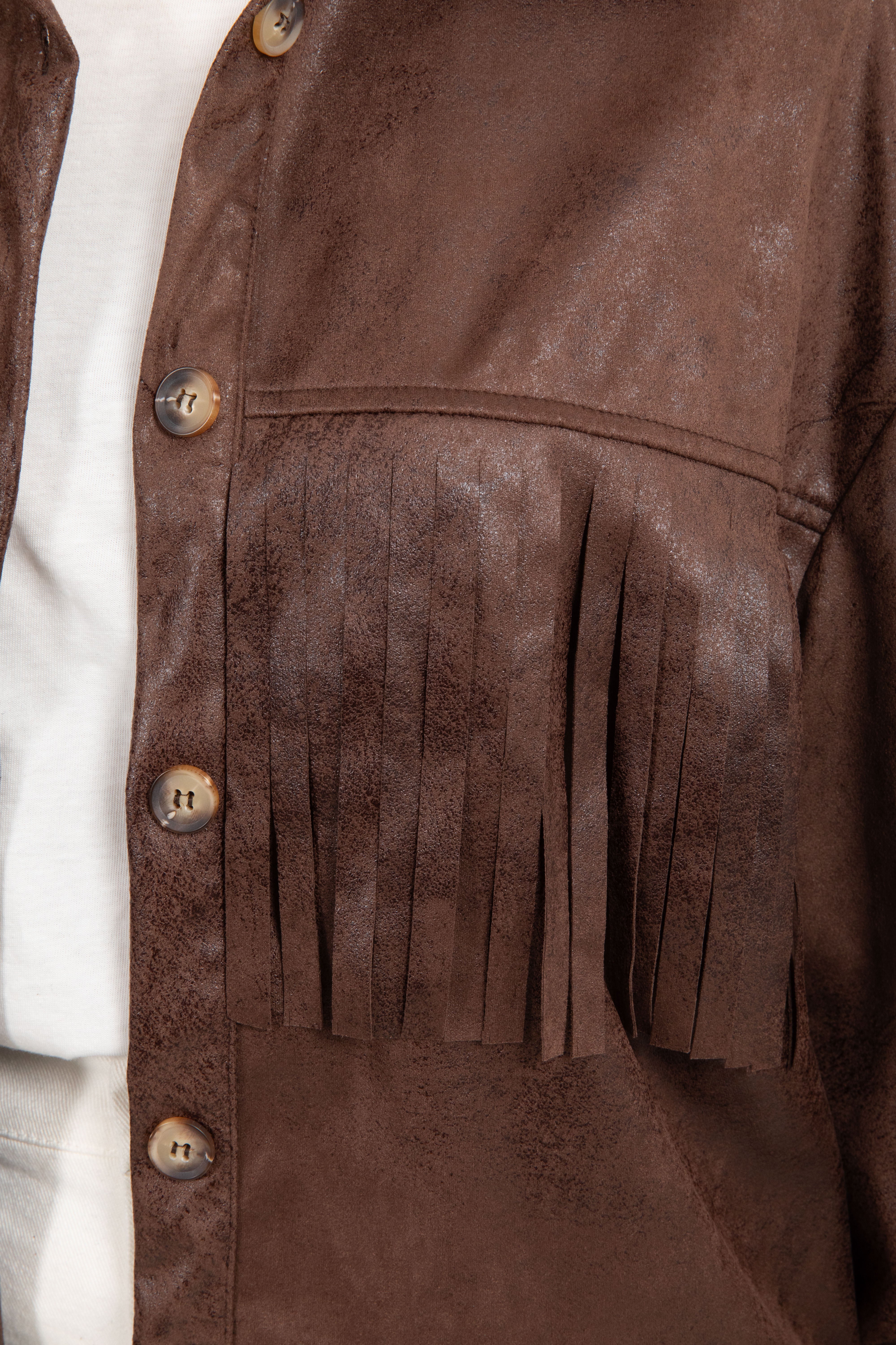 Camicia in eco-camoscio con frange ViCOLO