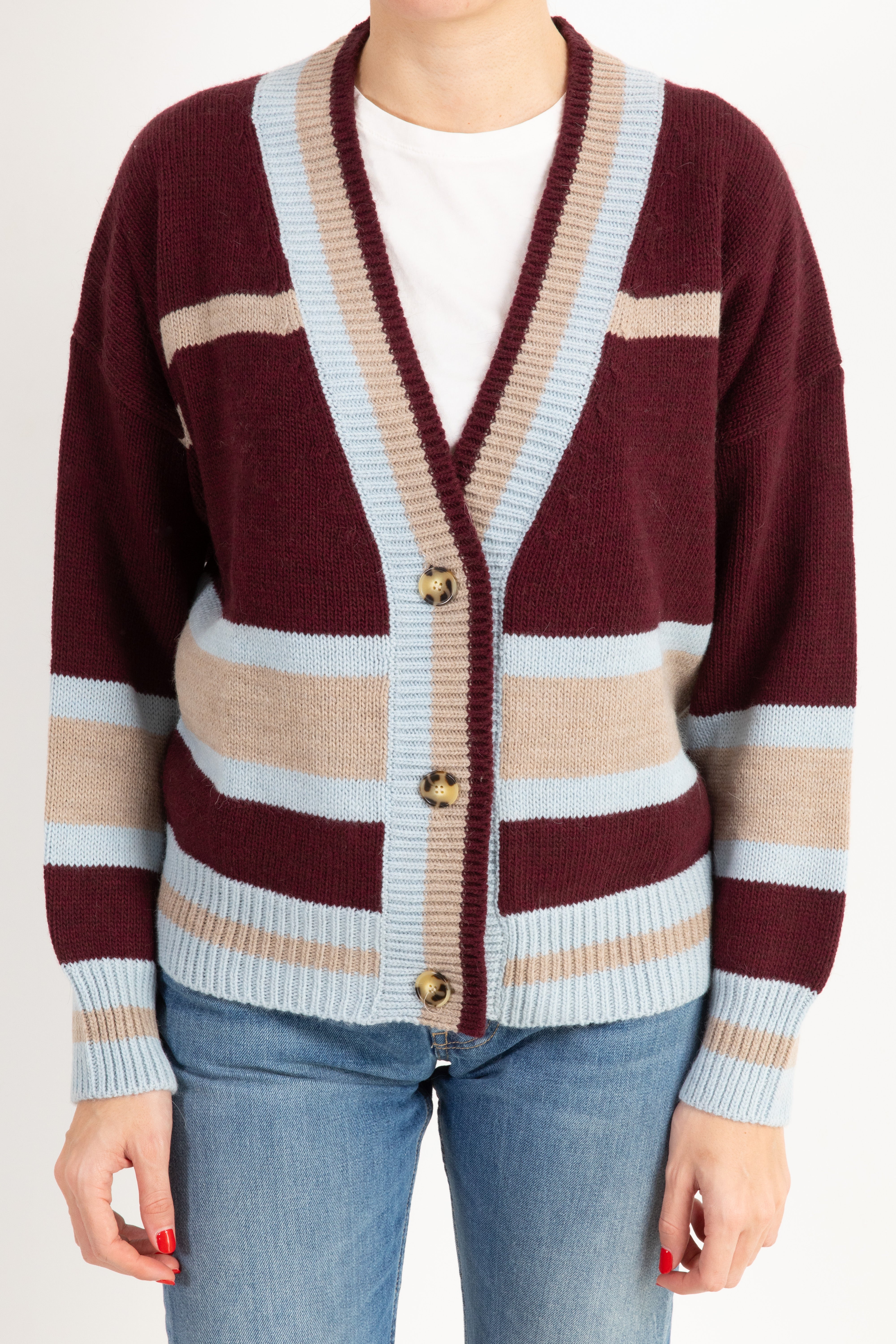 Cardigan a righe con scollo a "V" ViCOLO