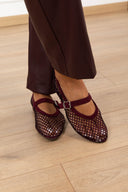 Ballerina a rete con strass variante bordeaux Susy Mix