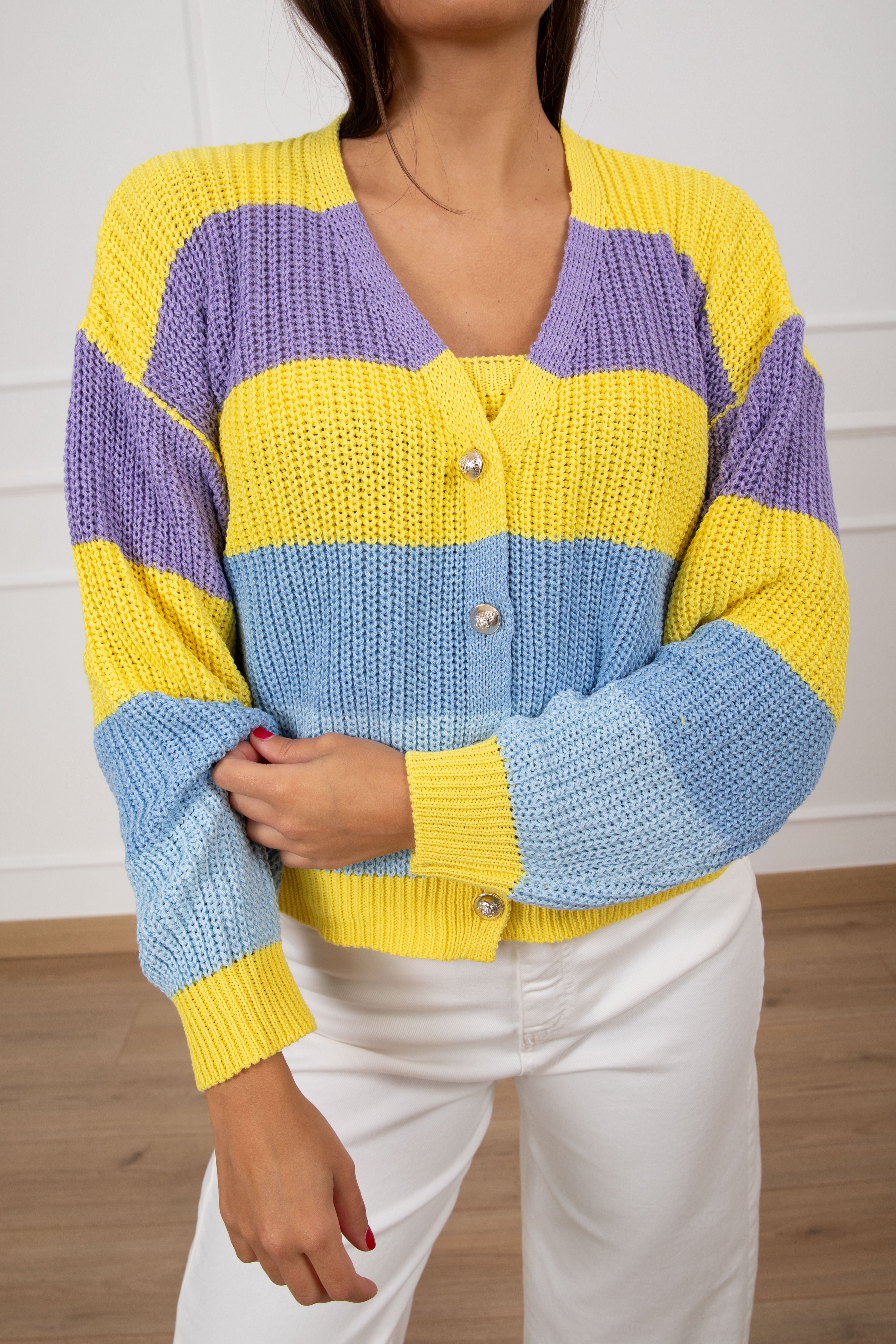 Cardigan punto pannocchia a righe Susy Mix