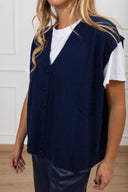 Gilet in lana e cashmere con doppia abbottonatura variante blu Susy Mix
