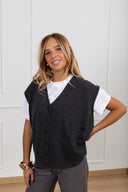 Gilet in lana e cashmere con doppia abbottonatura variante antracite Susy Mix