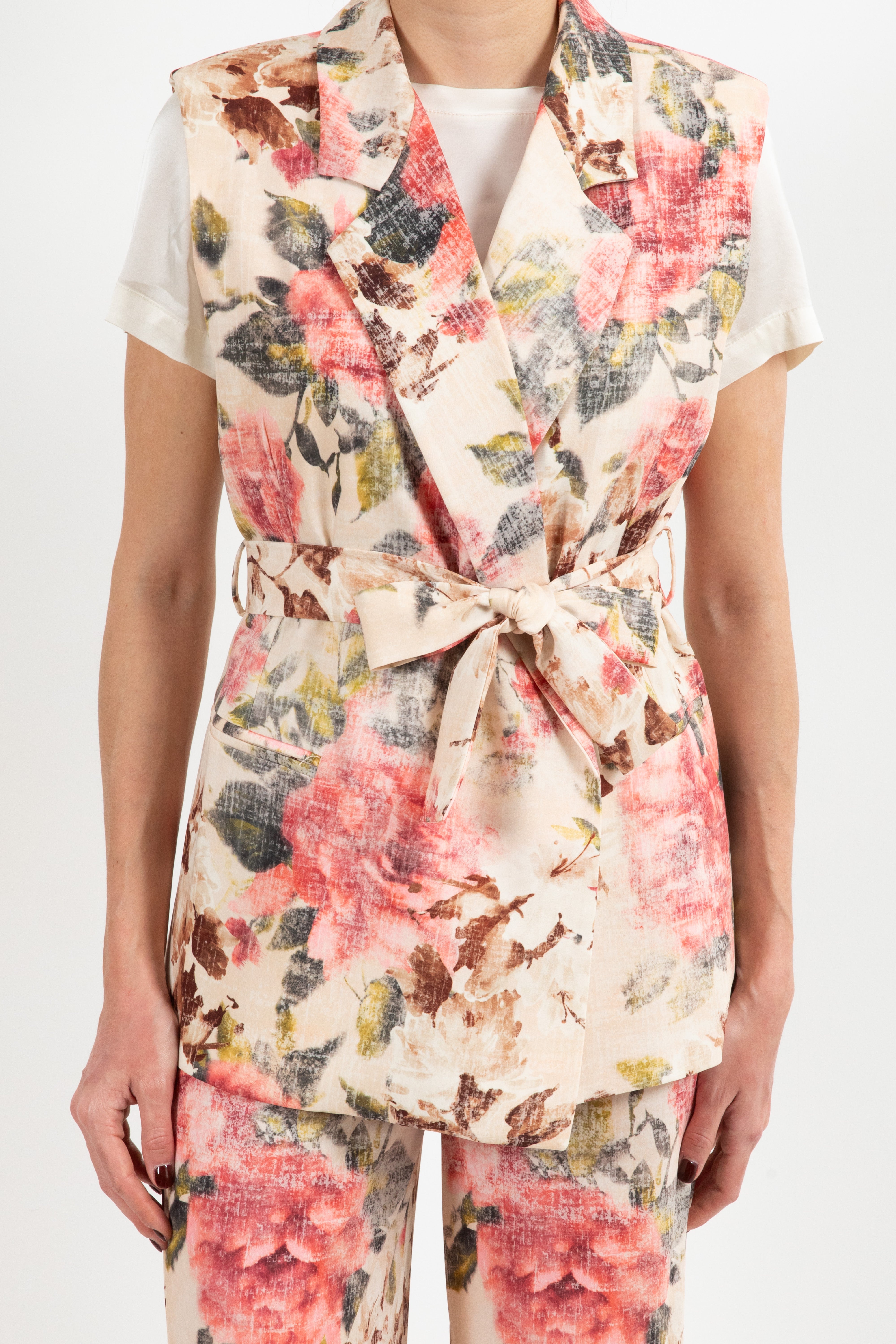 Gilet con fusciacca fantasia vintage flowers ViCOLO