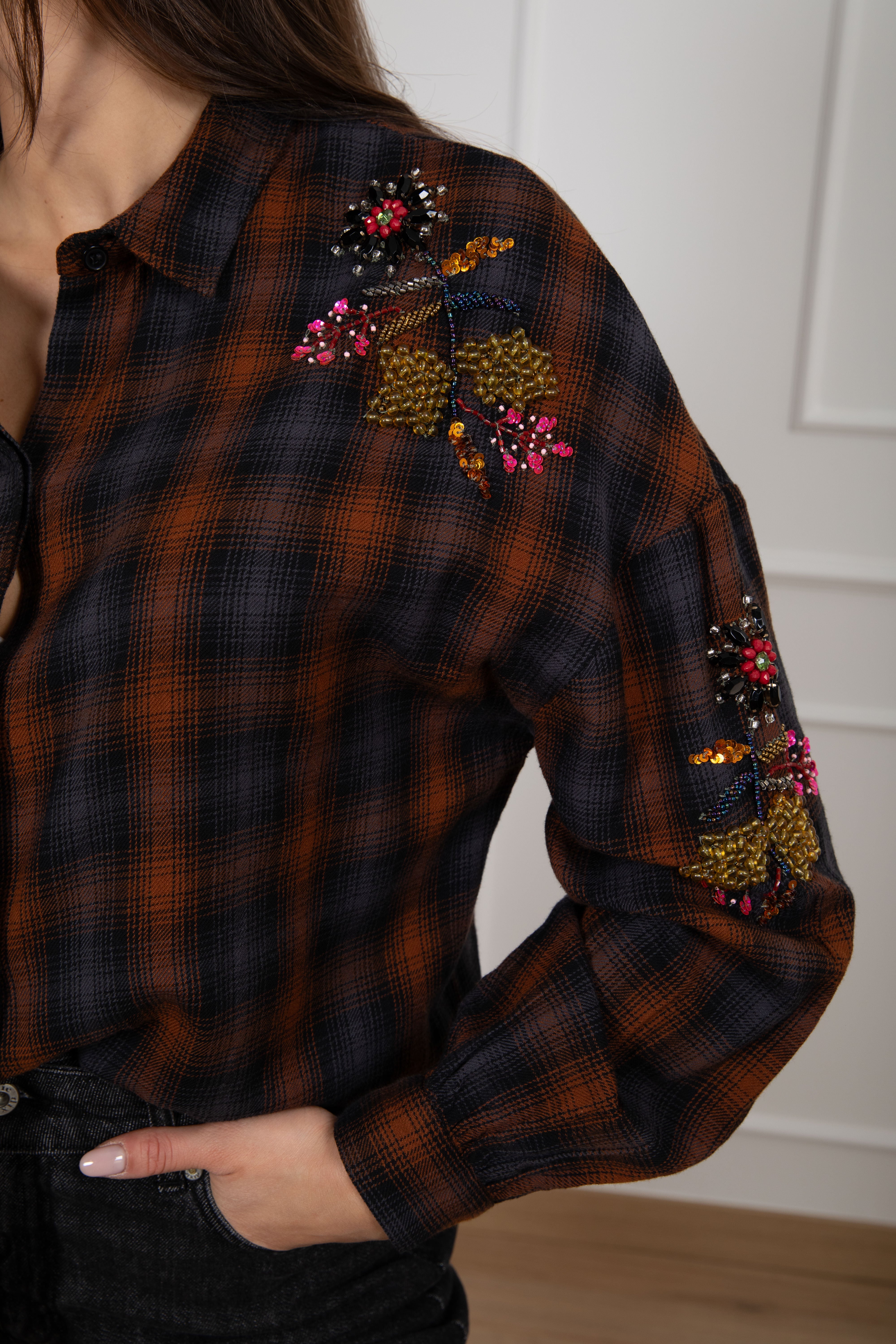 Camicia check con applicazioni Dixie