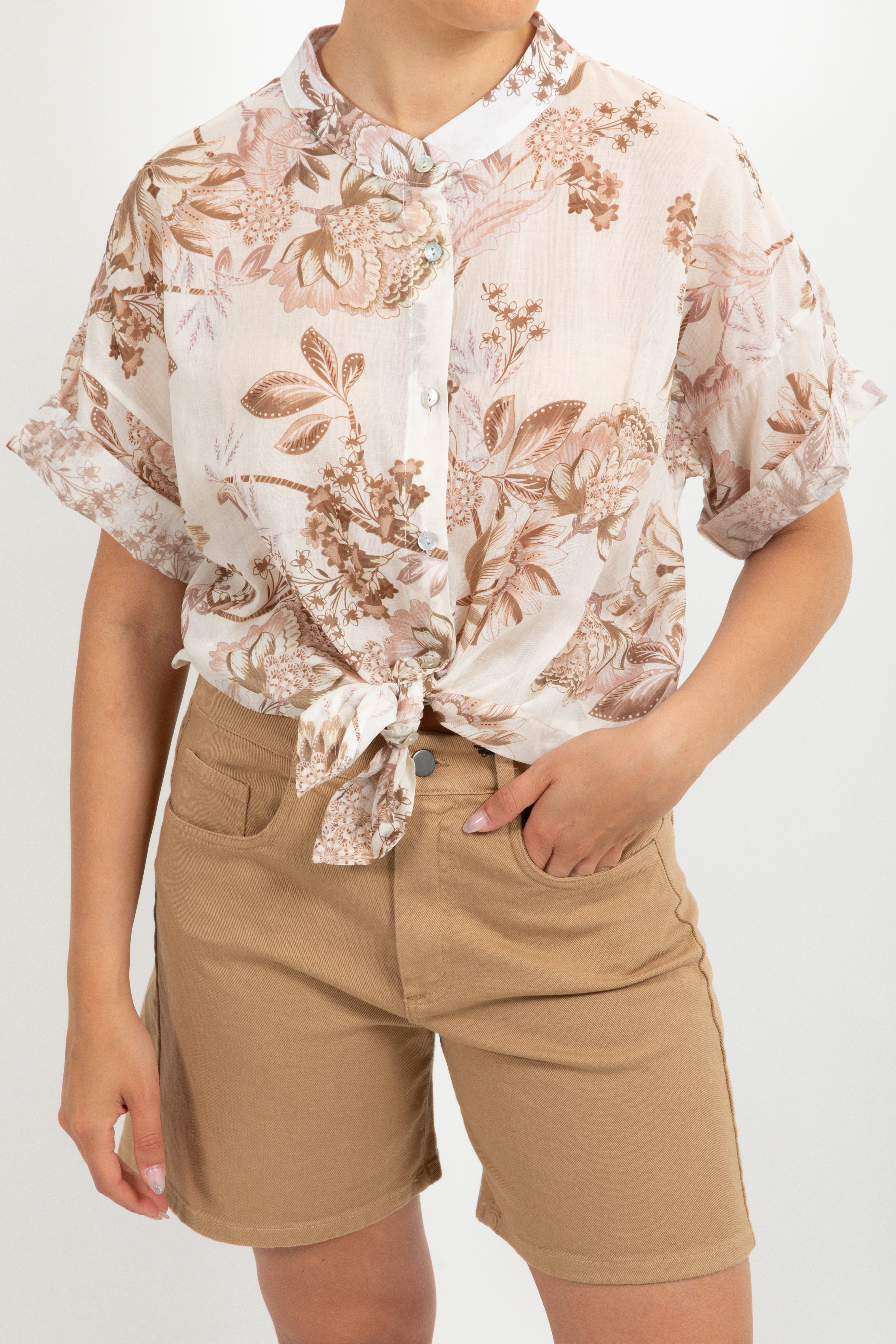 Camicia manica corta fantasia flowers rosa Susy Mix
