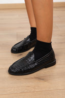Mocassino in eco-pelle intrecciata variante nero Susy Mix