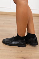 Mocassino in eco-pelle intrecciata variante nero Susy Mix