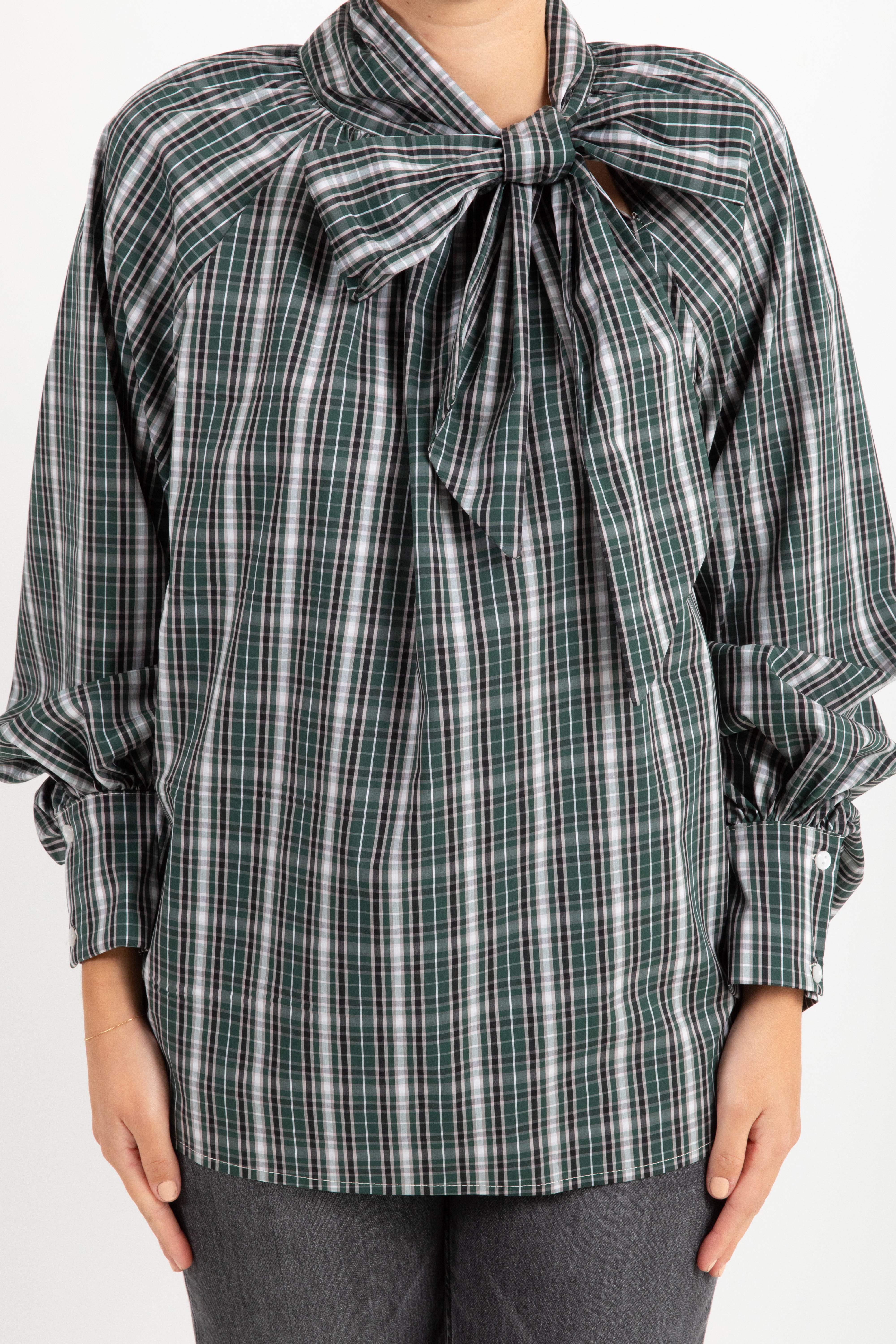 Blusa check con fiocco Tensione IN