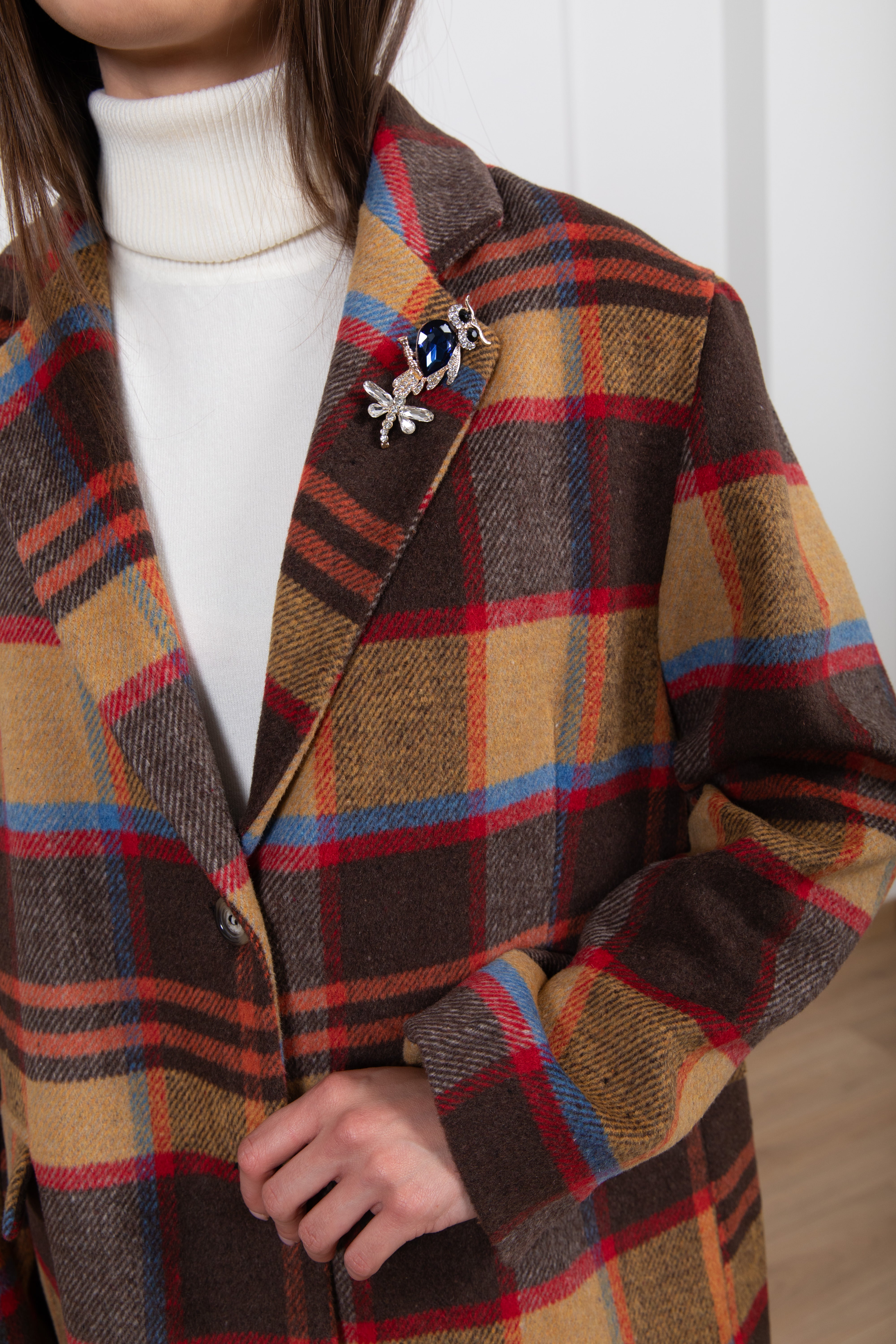 Giacca over-size check rosso Dixie