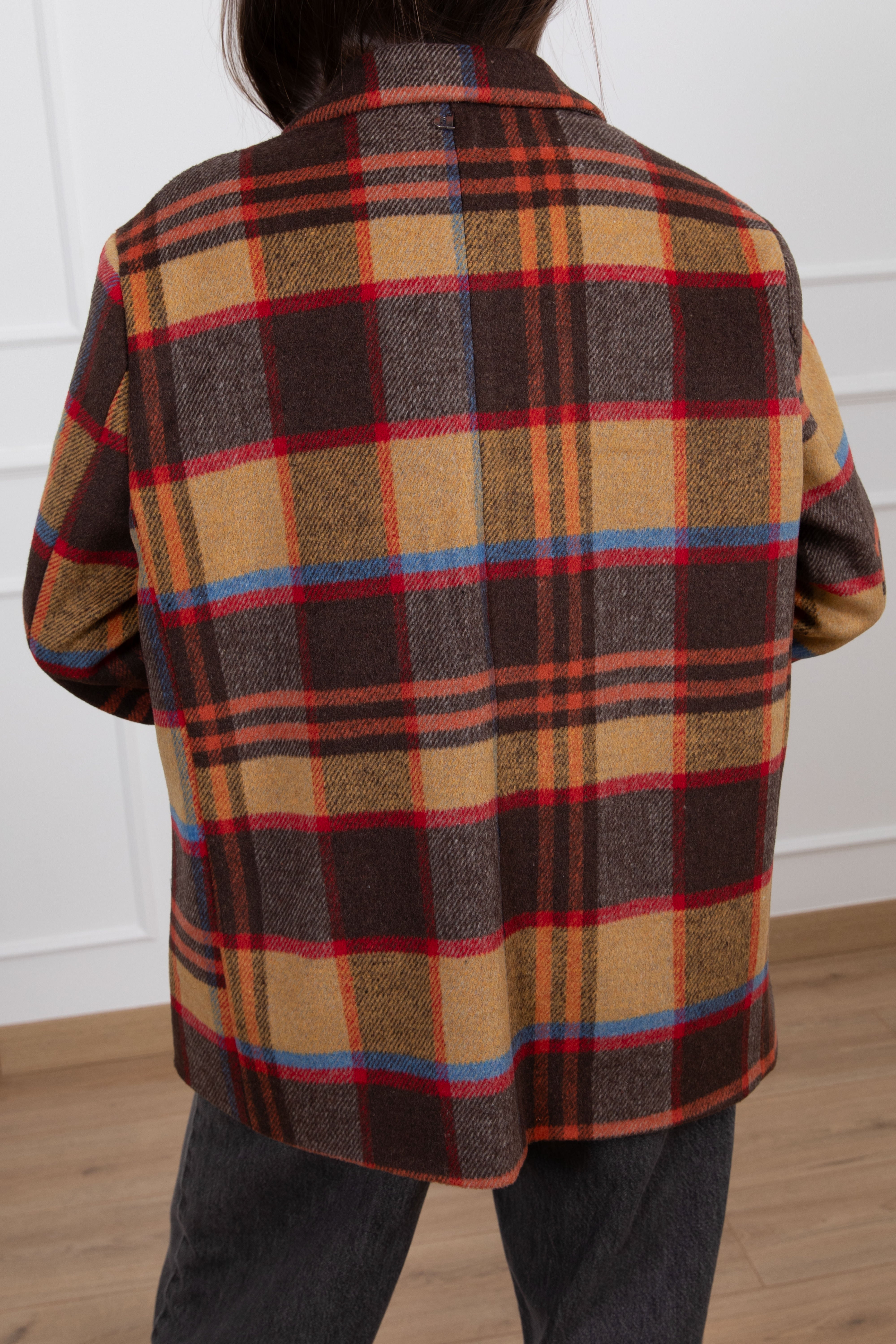 Giacca over-size check rosso Dixie