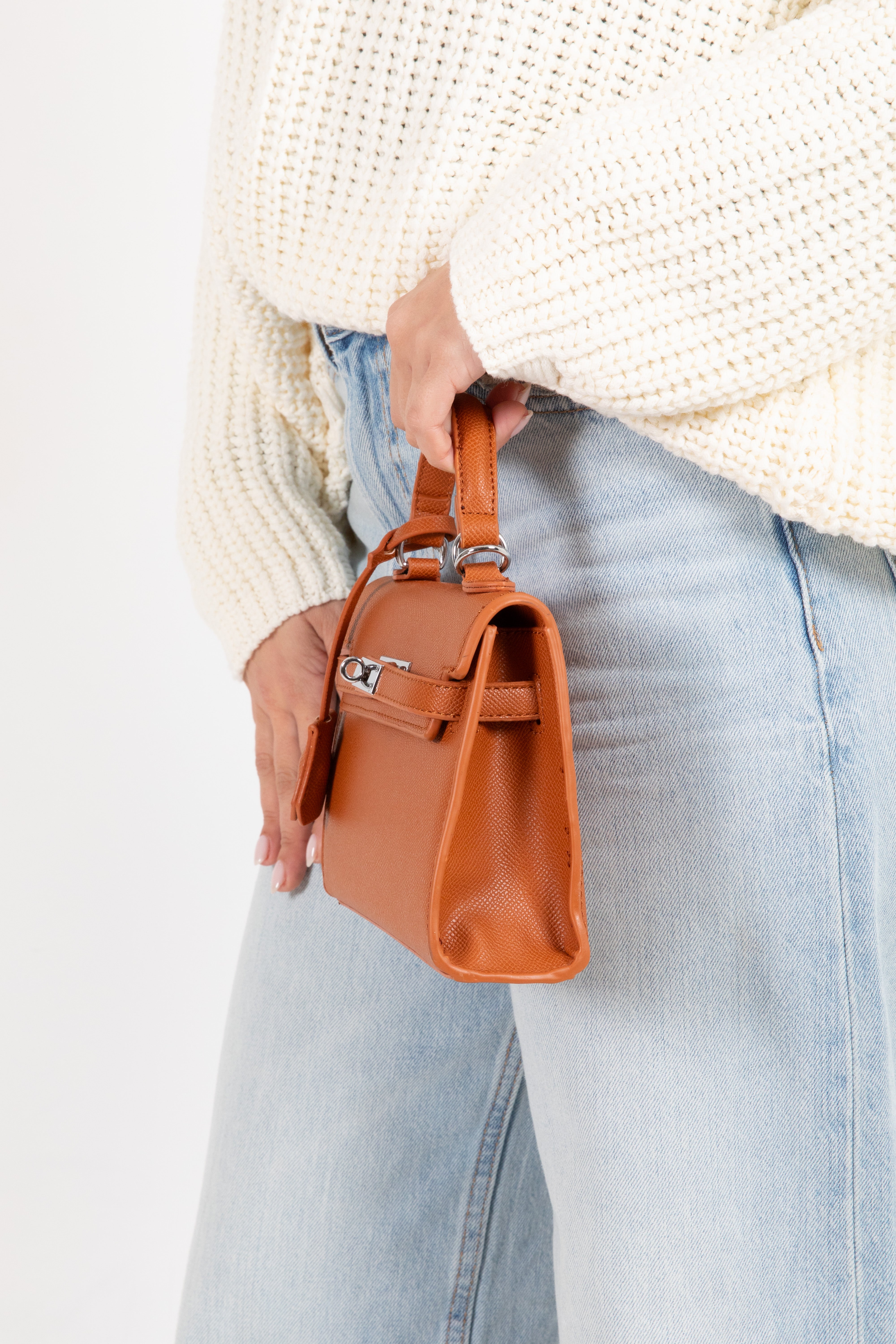 Handbag piccola in eco-pelle con lucchetto