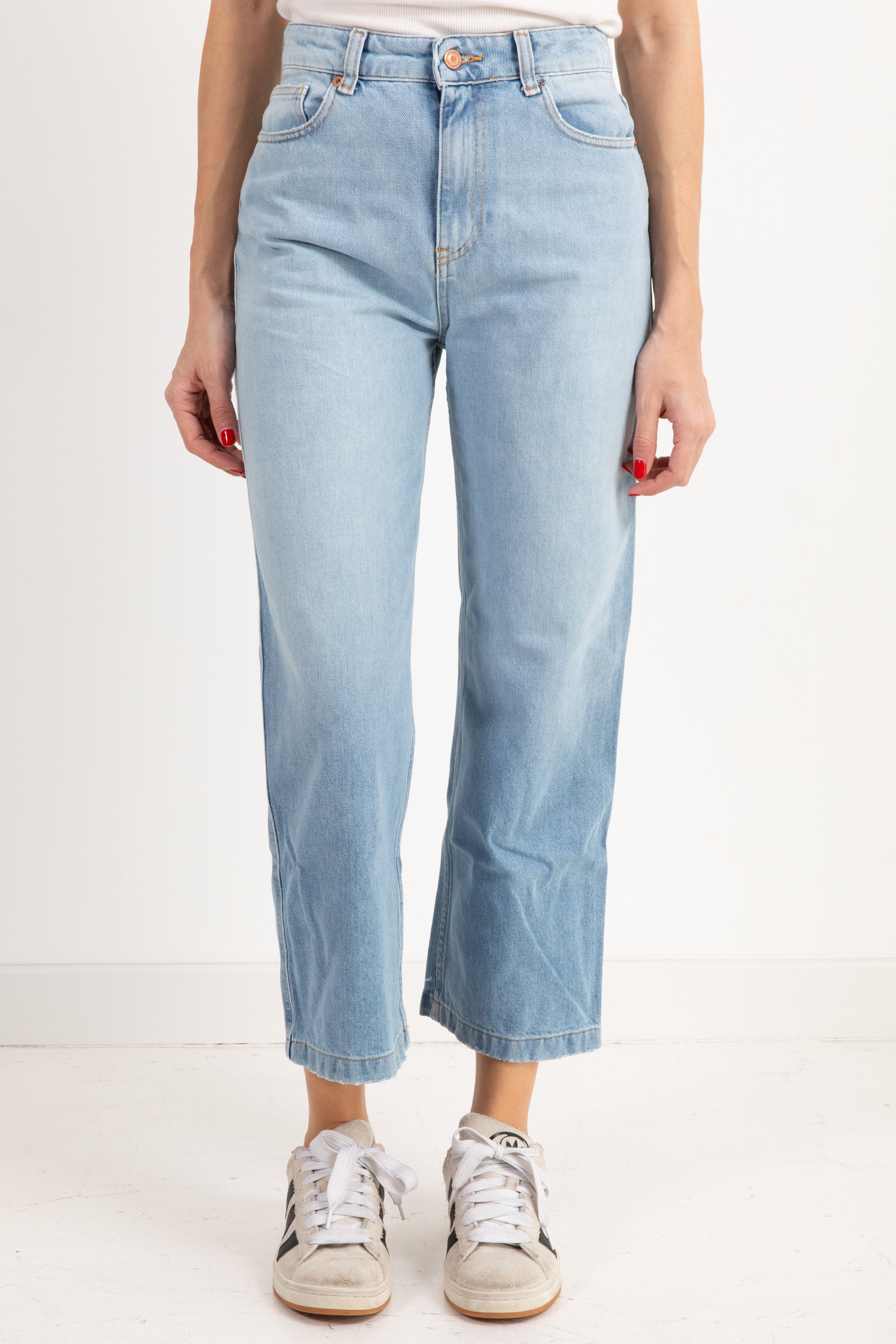 Jeans "Kate" straight cropped fit lavaggio chiaro ViCOLO