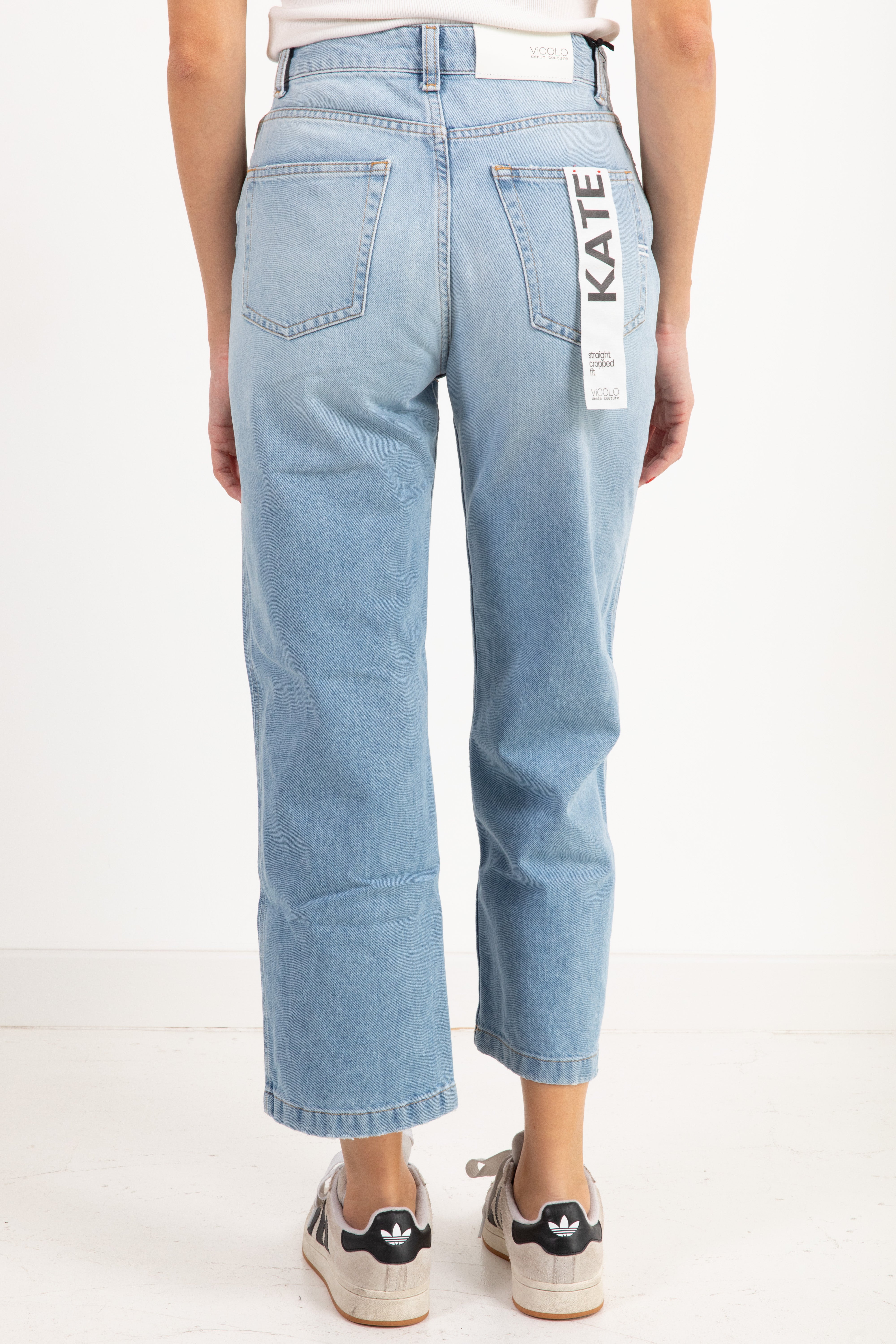 Jeans "Kate" straight cropped fit lavaggio chiaro ViCOLO