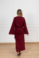 Abito t-shirt lungo con nodo e manica ampia variante bordeaux Haveone