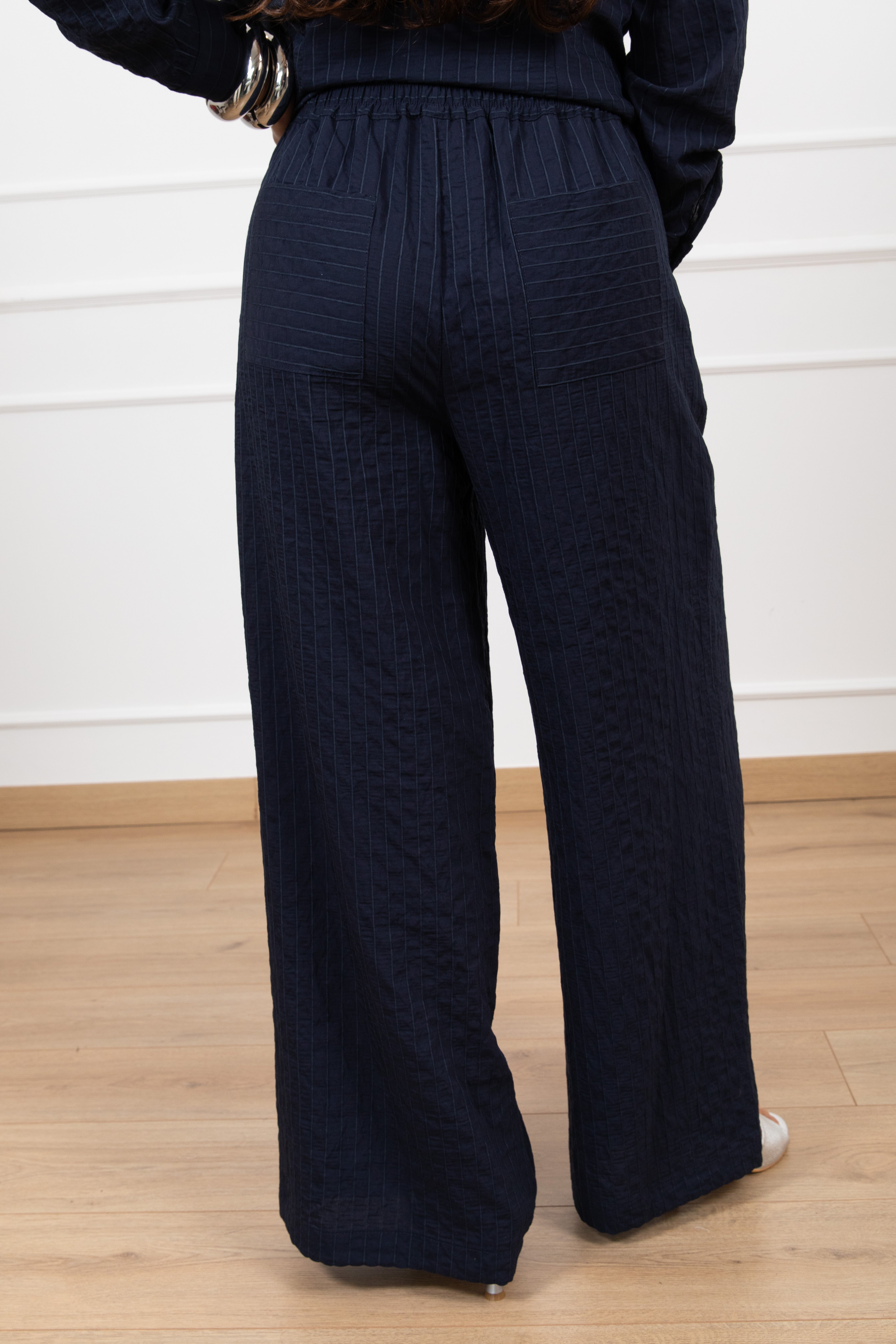 Pantalone trama gessata a rilievo con elastico Susy Mix