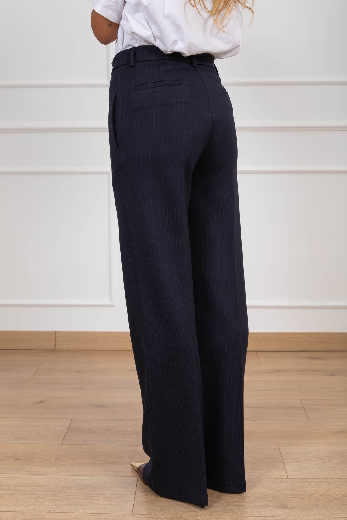 Pantalone gessato in punto milano variante blu ViCOLO