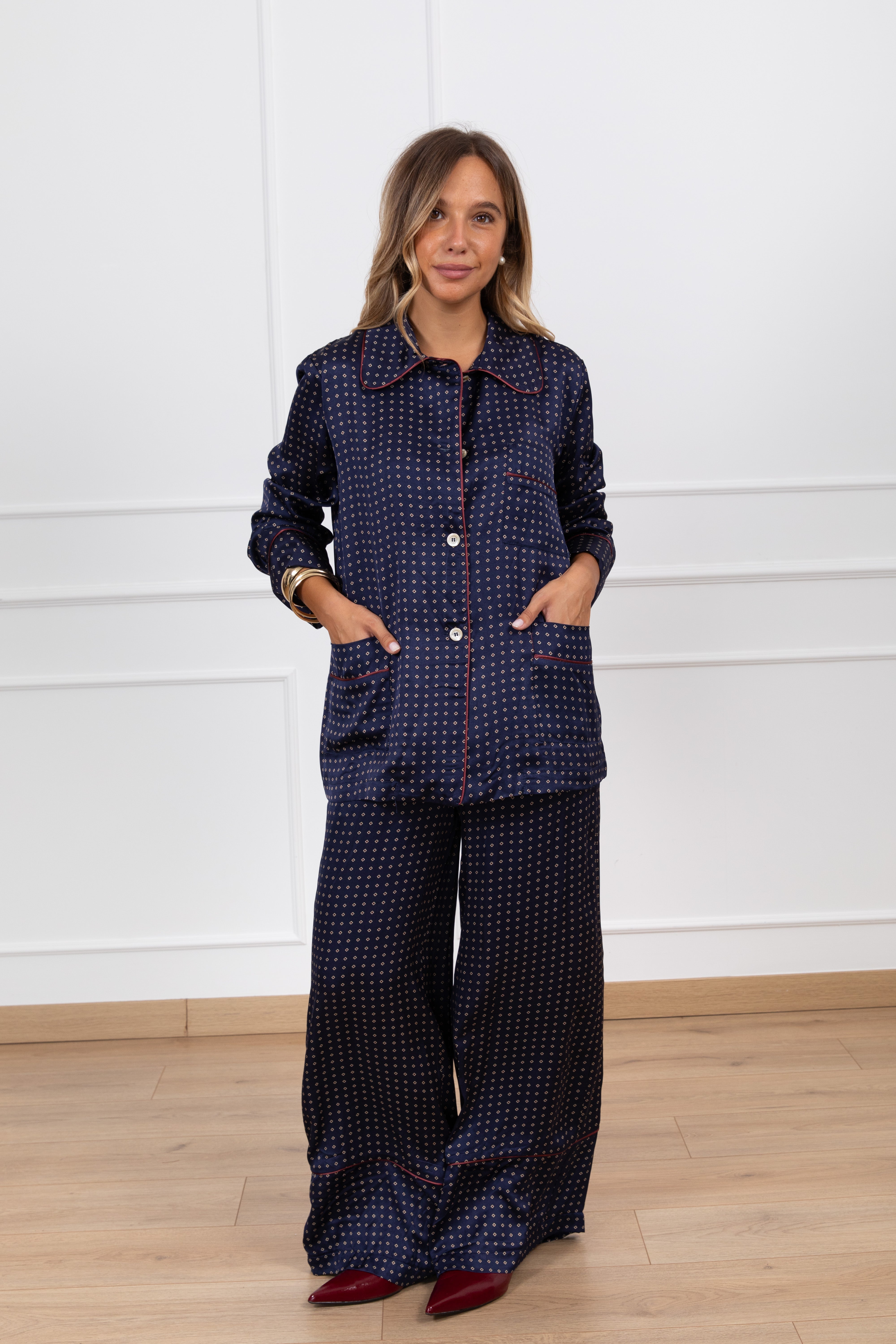 Pantalone pigiama fantasia micro-rombi con coulisse Tensione IN