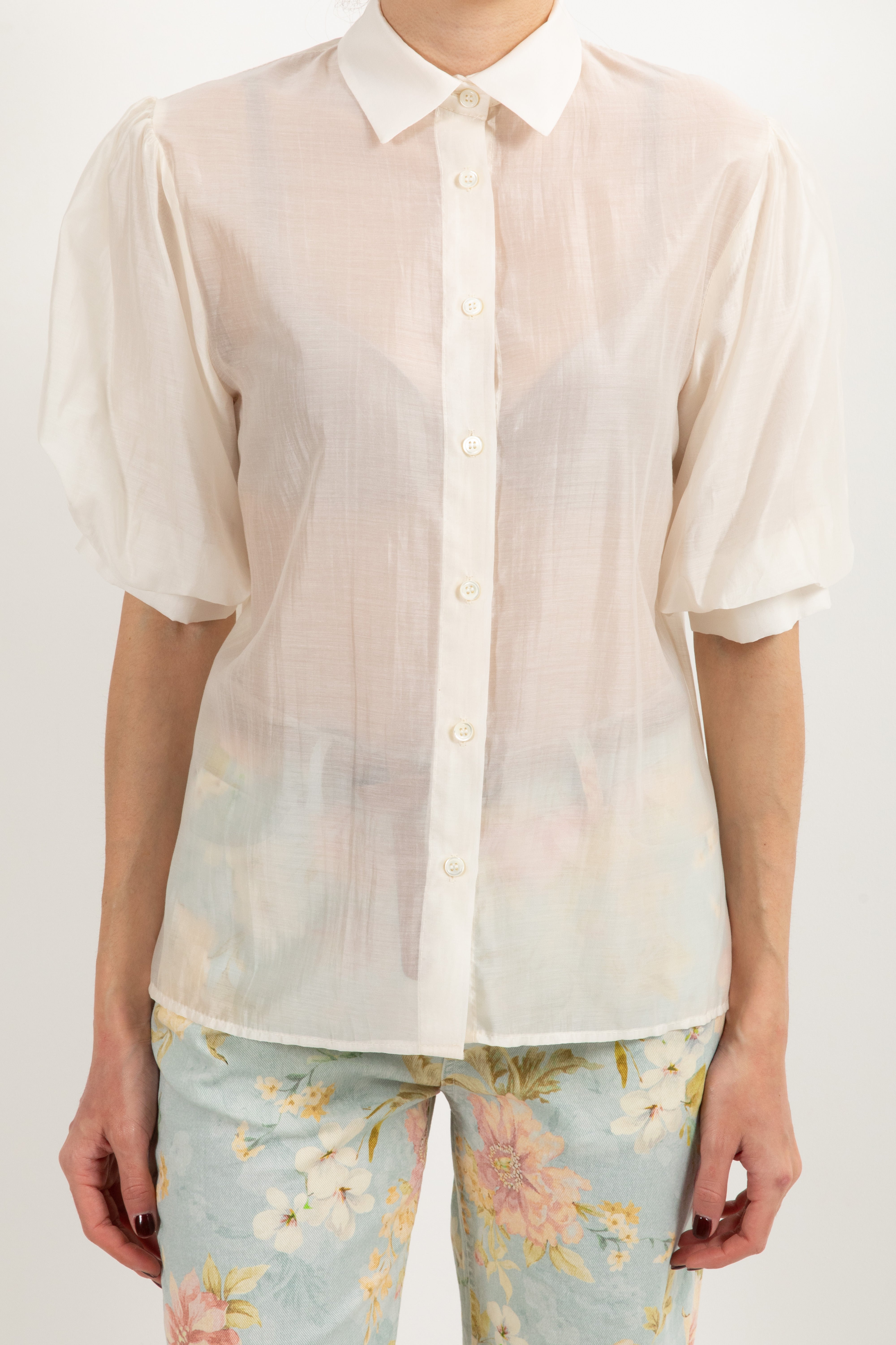 Camicia in lyocell con manica a sbuffo ViCOLO