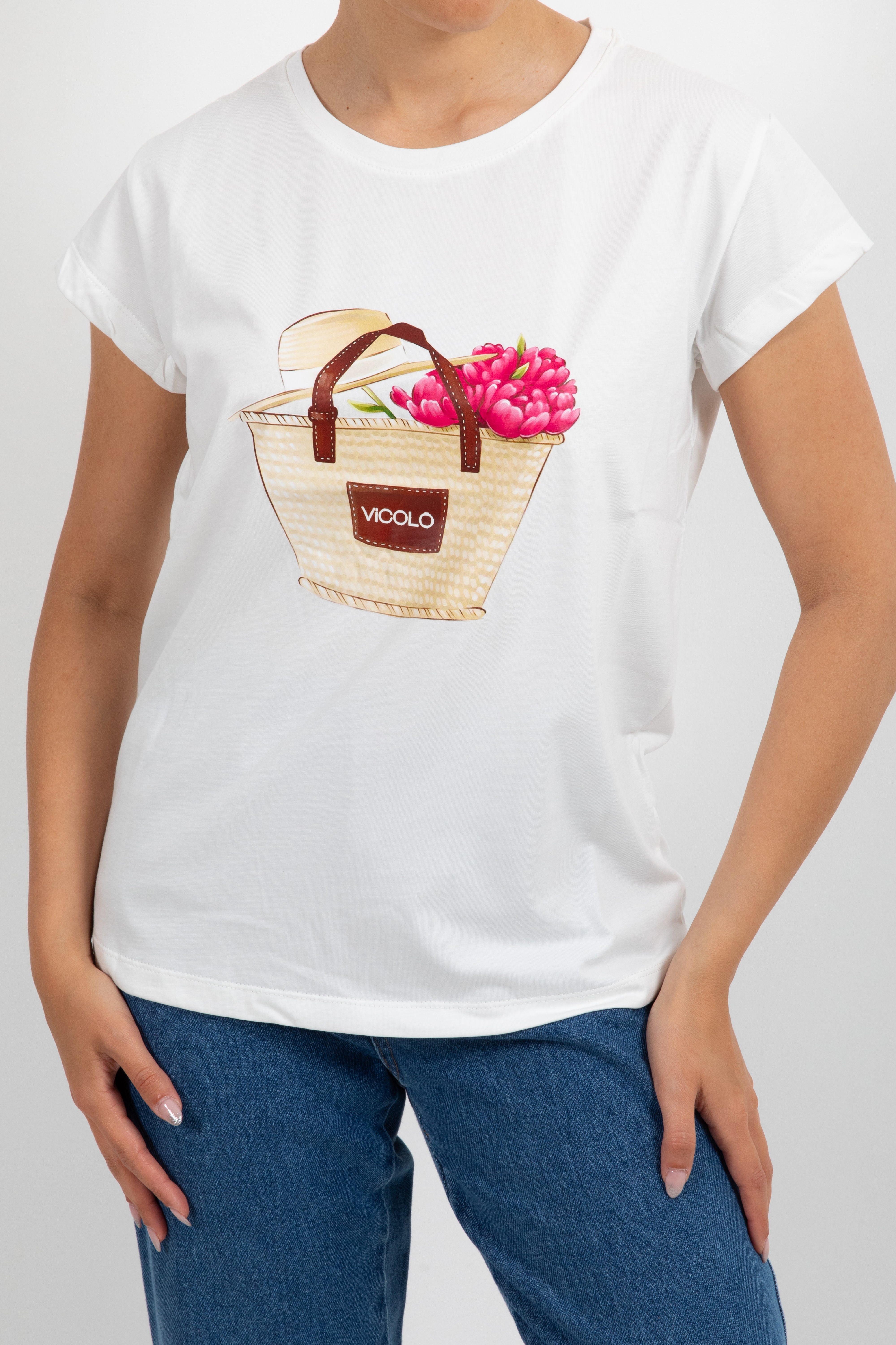 T-shirt handbag in paglia ViCOLO