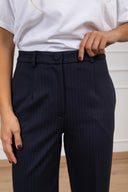 Pantalone gessato in punto milano variante blu ViCOLO