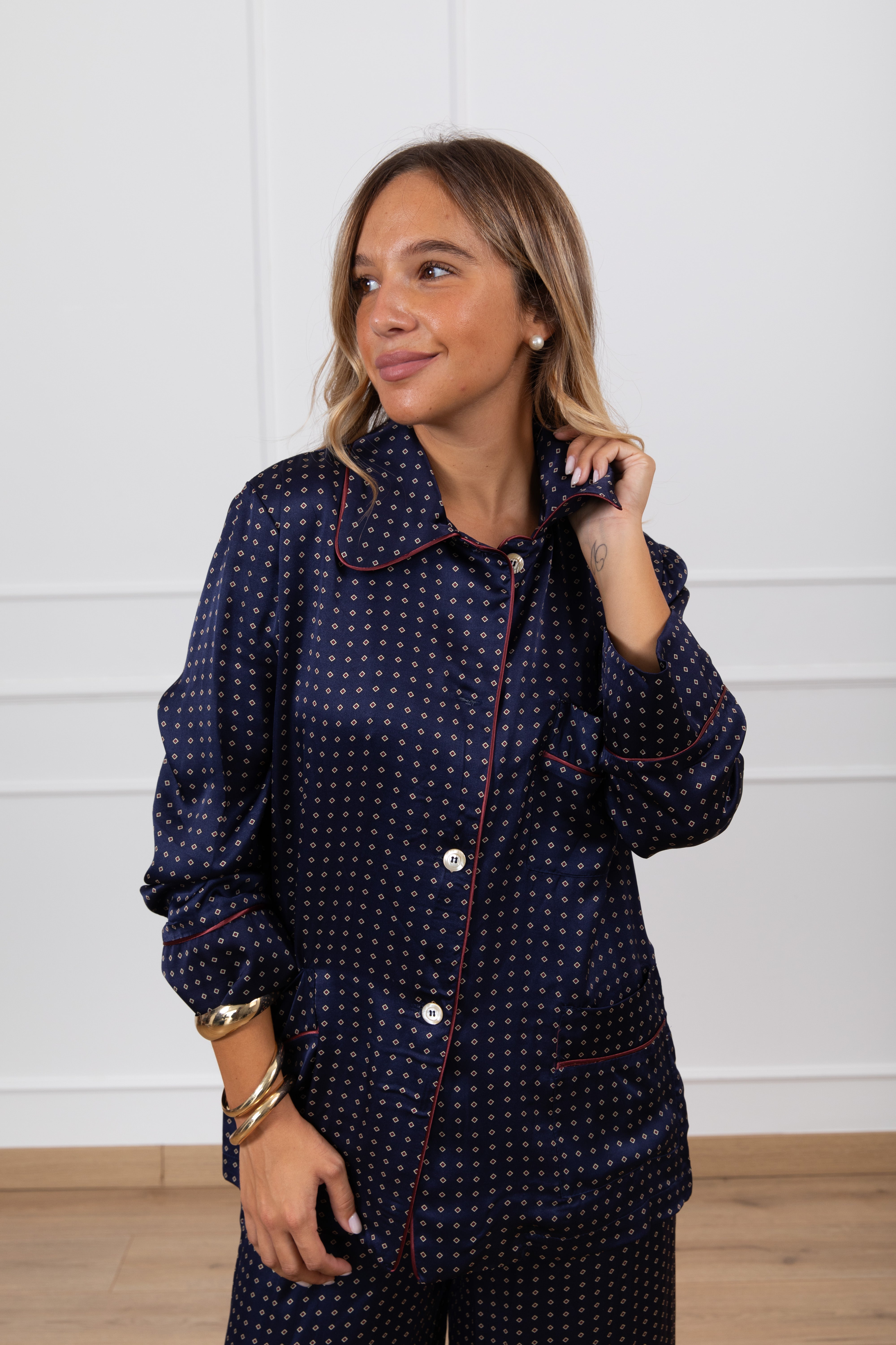 Camicia pigiama fantasia micro-rombi Tensione IN