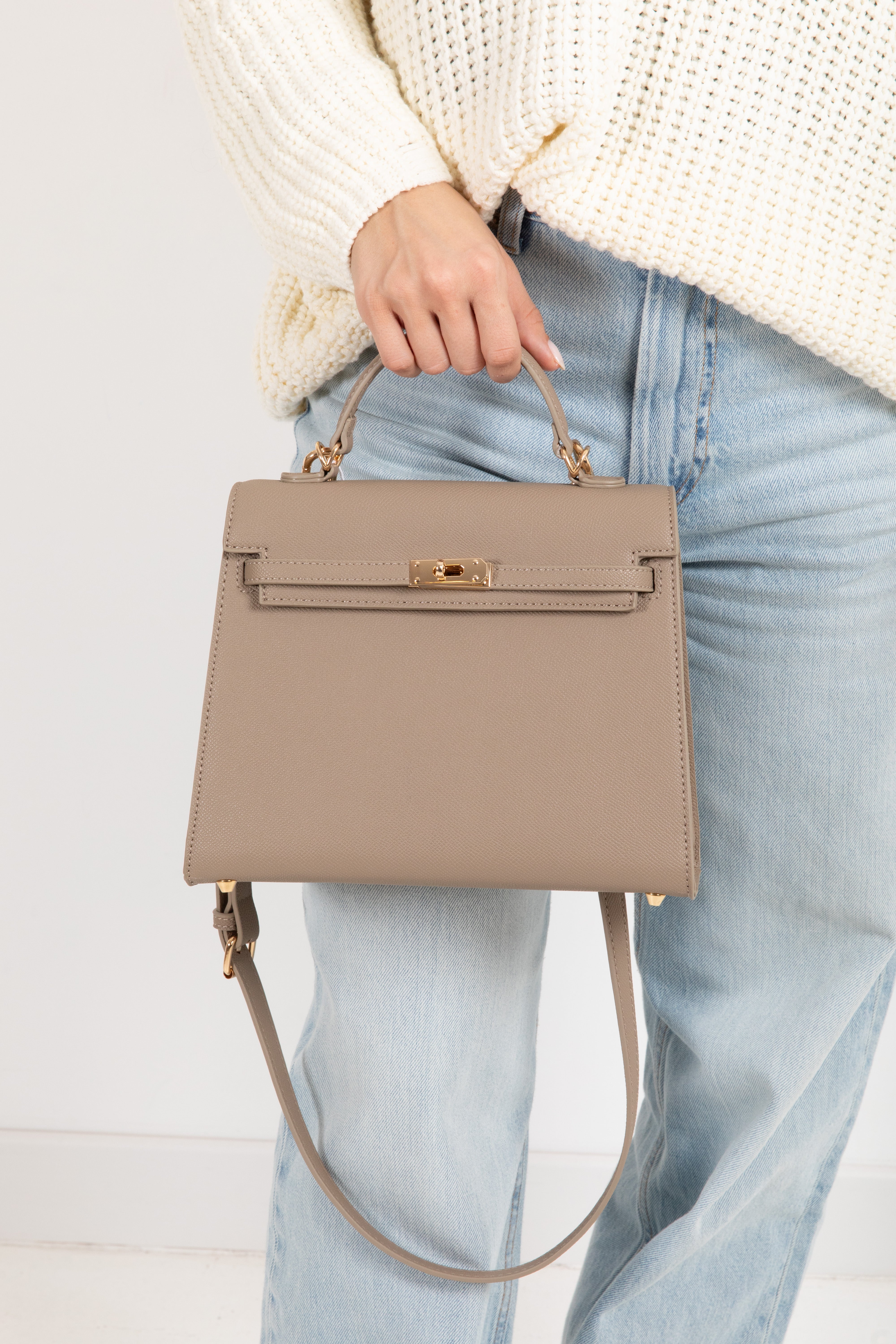 Handbag grande in eco-pelle con lucchetto