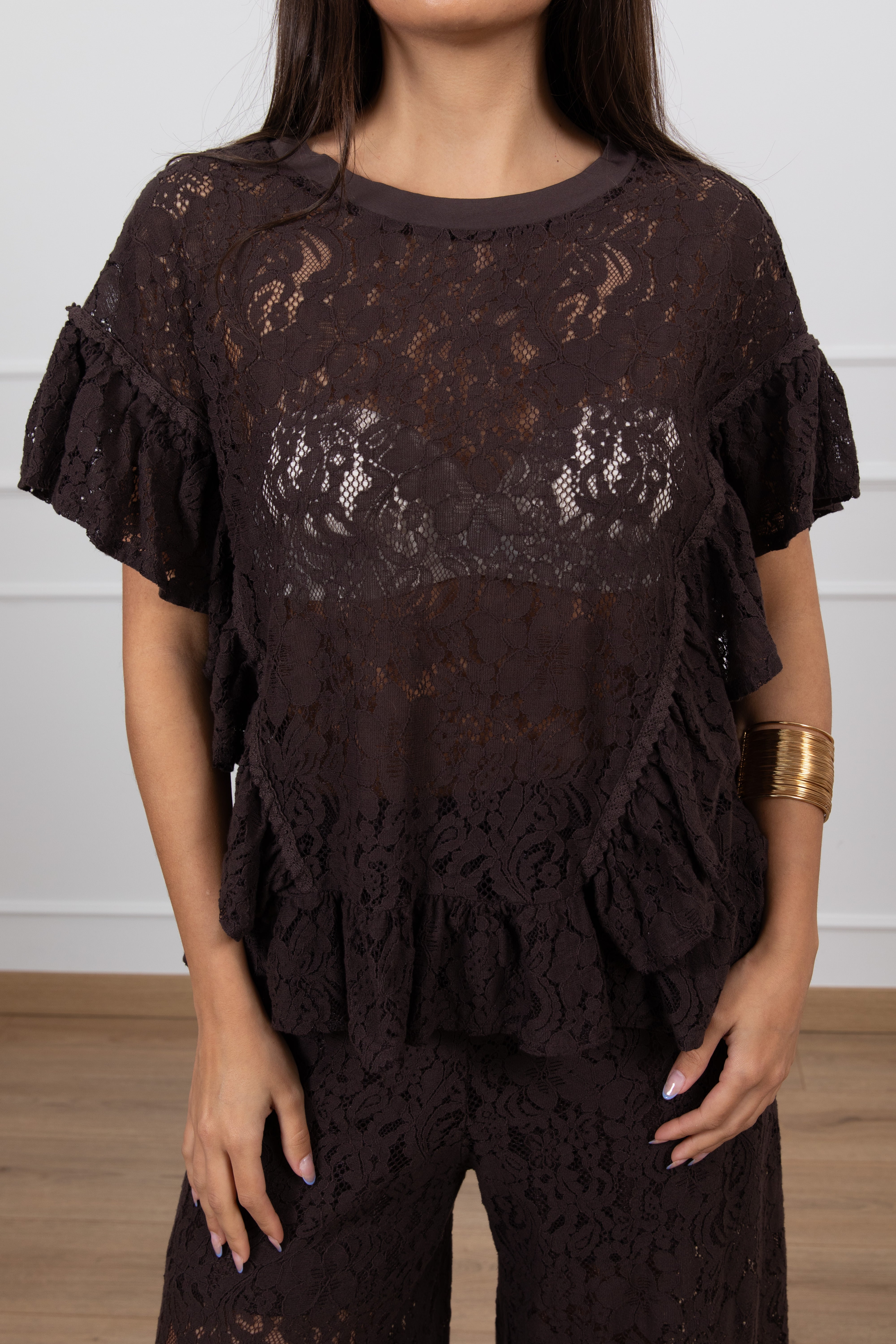 Blusa in pizzo con volant Susy Mix
