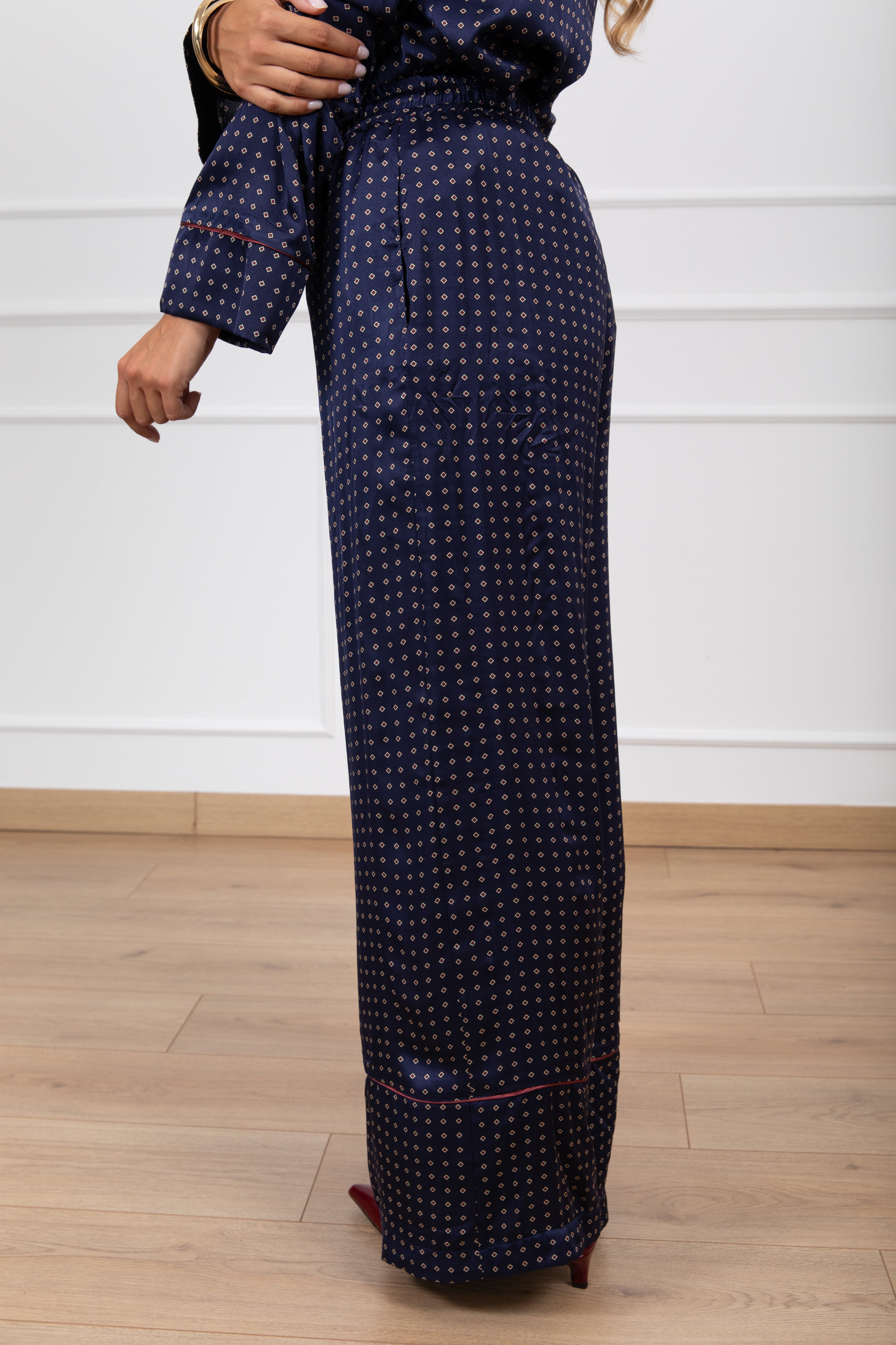 Pantalone pigiama fantasia micro-rombi con coulisse Tensione IN