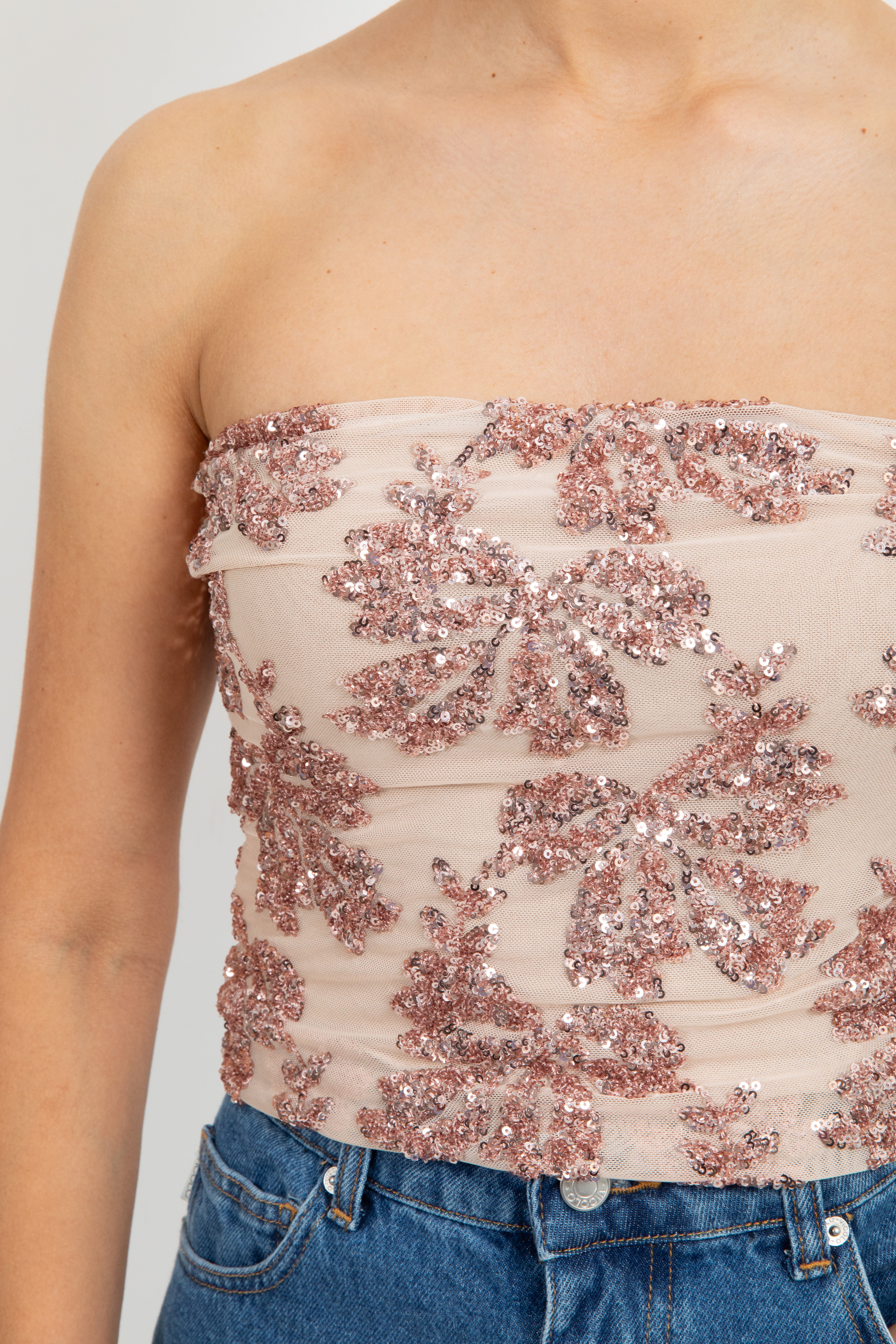 Top a fascia con ricamo paillettes Susy Mix