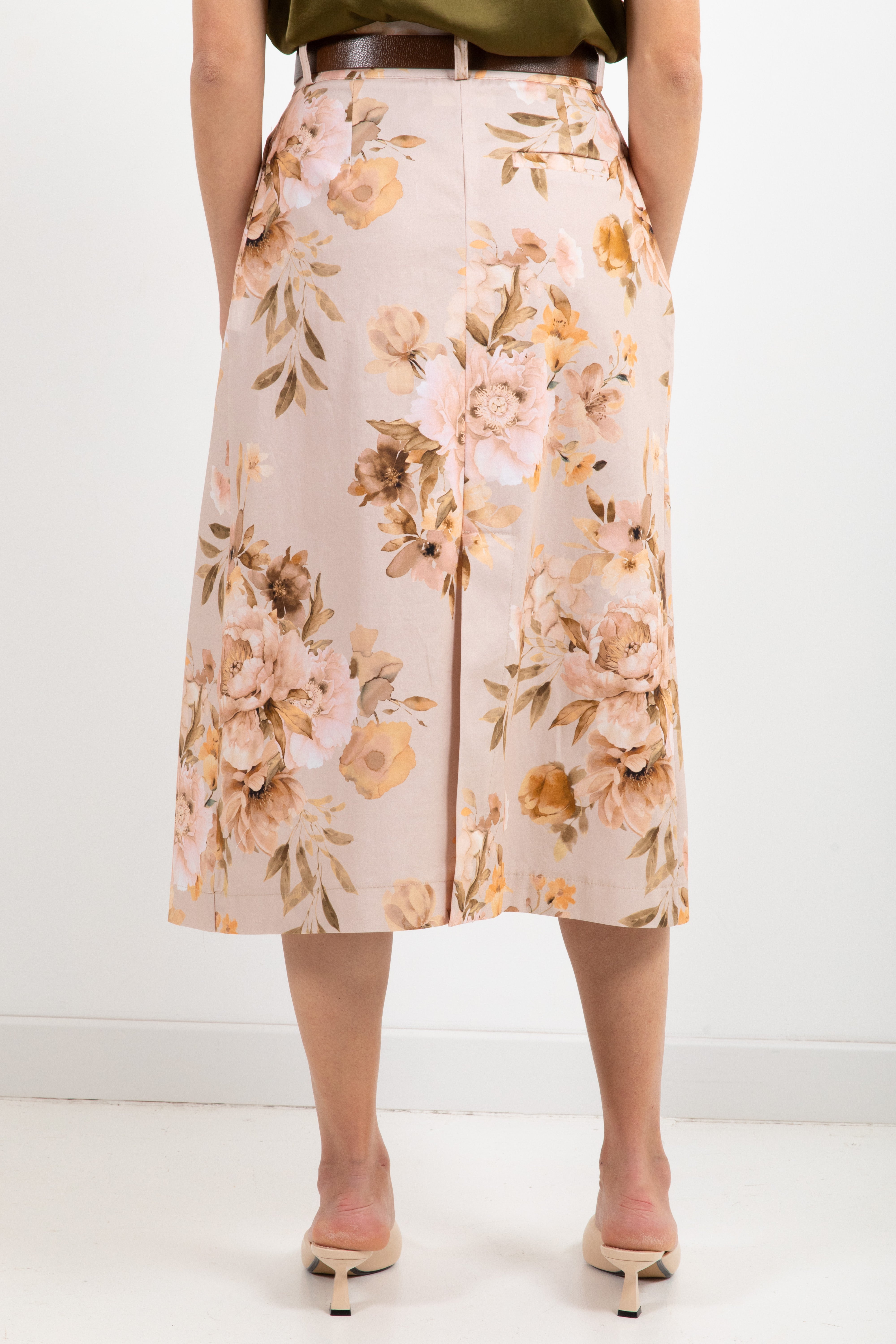 Gonna lunga in cotone fantasia romance rosa ViCOLO