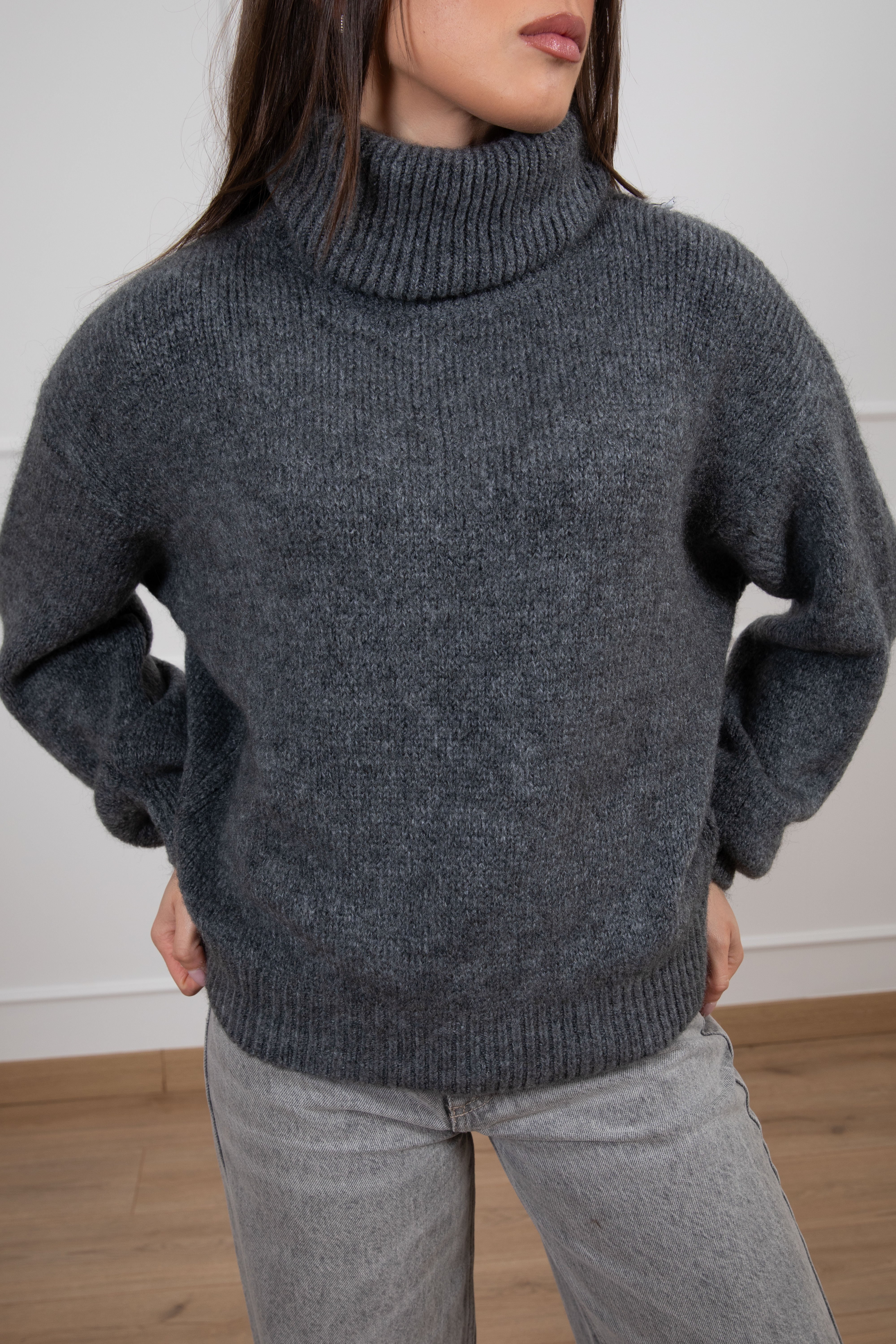 Pull a collo alto in lana e alpaca Susy Mix