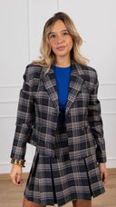 Giacca cropped check bluette Tensione IN