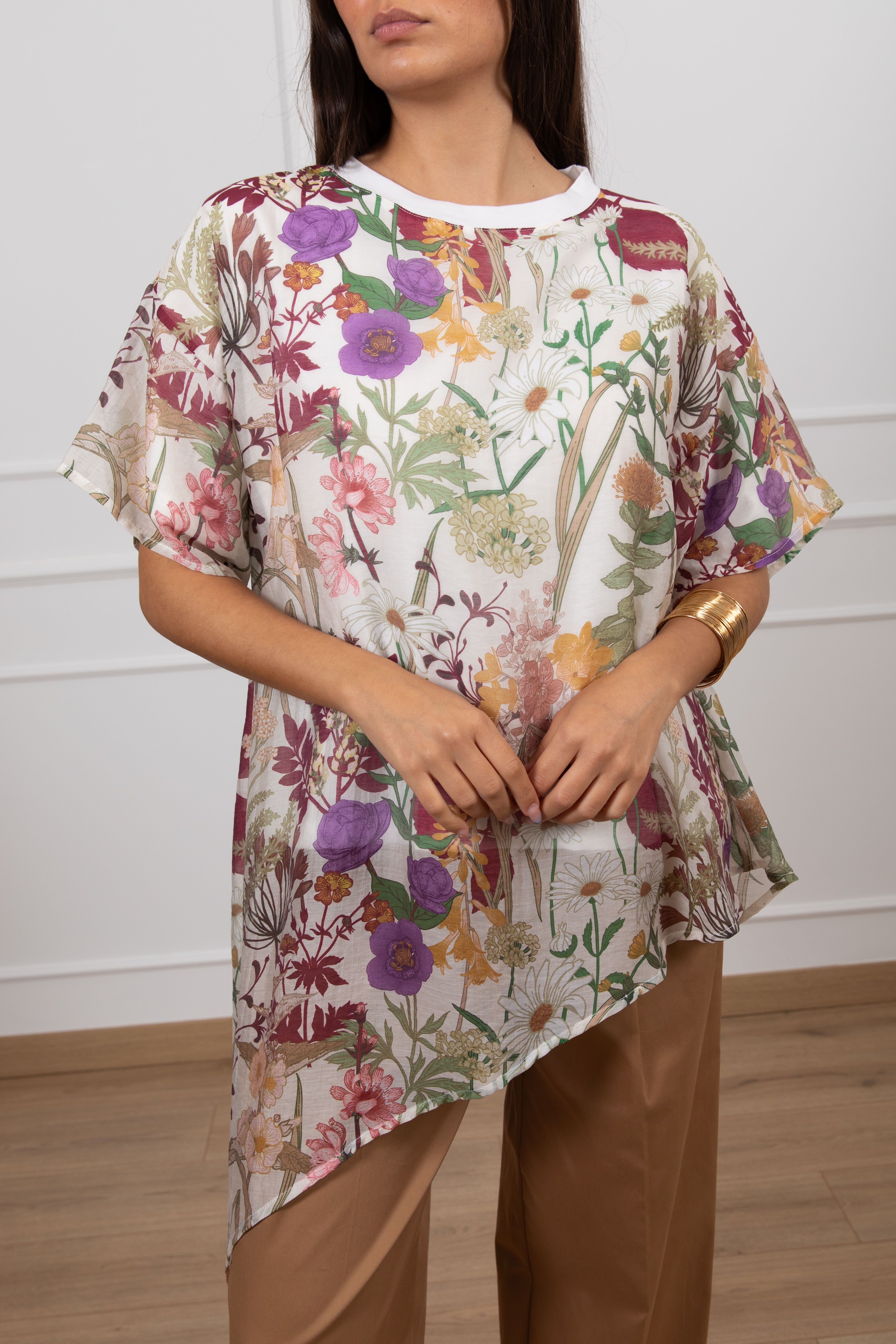 Blusa asimmetrica fantasia erbolario ViCOLO