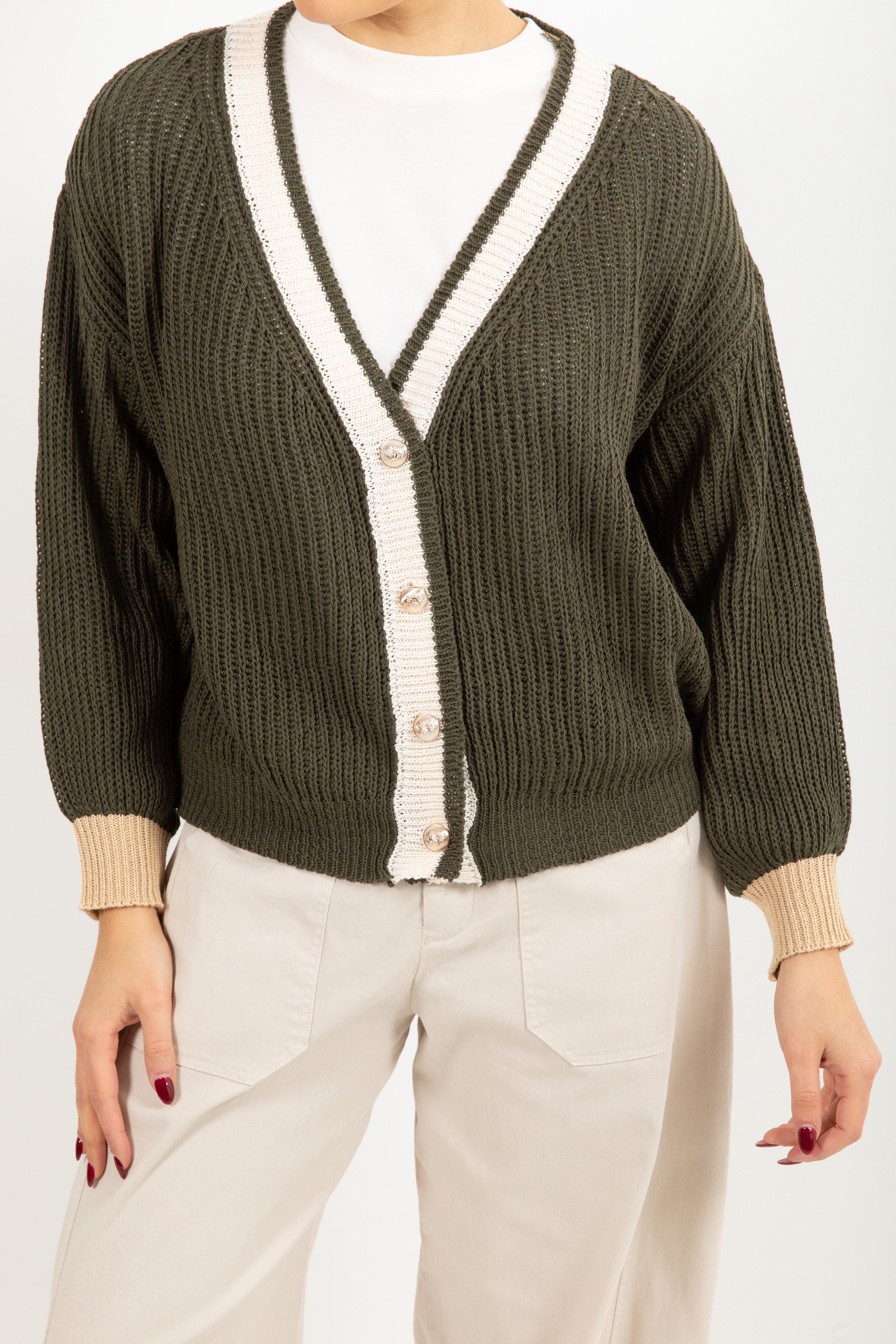 Cardigan con dettagli a contrasto Susy Mix