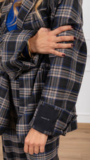 Giacca over-size check bluette con piega sulla manica Tensione IN