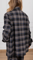 Giacca over-size check bluette con piega sulla manica Tensione IN