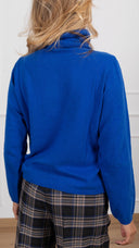 Maglia collo alto con bottoni variante blue lagoon ViCOLO