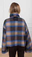 Giacca in flanella check moro con collo ad anello Tensione IN