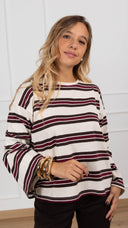 Maglia a righe con manica svasata variante panna Susy Mix